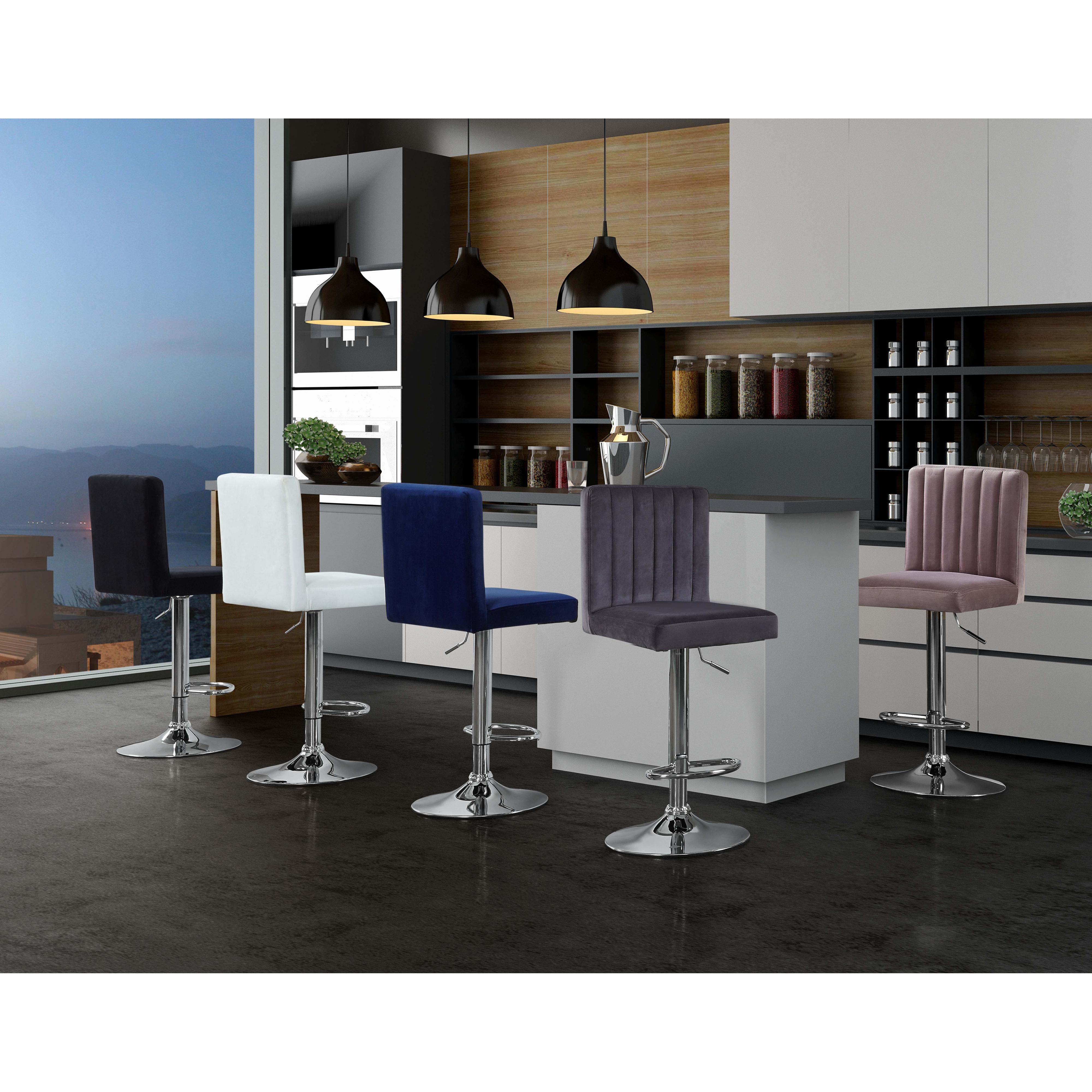 Meridian Joel Black Velvet Adjustable Stool