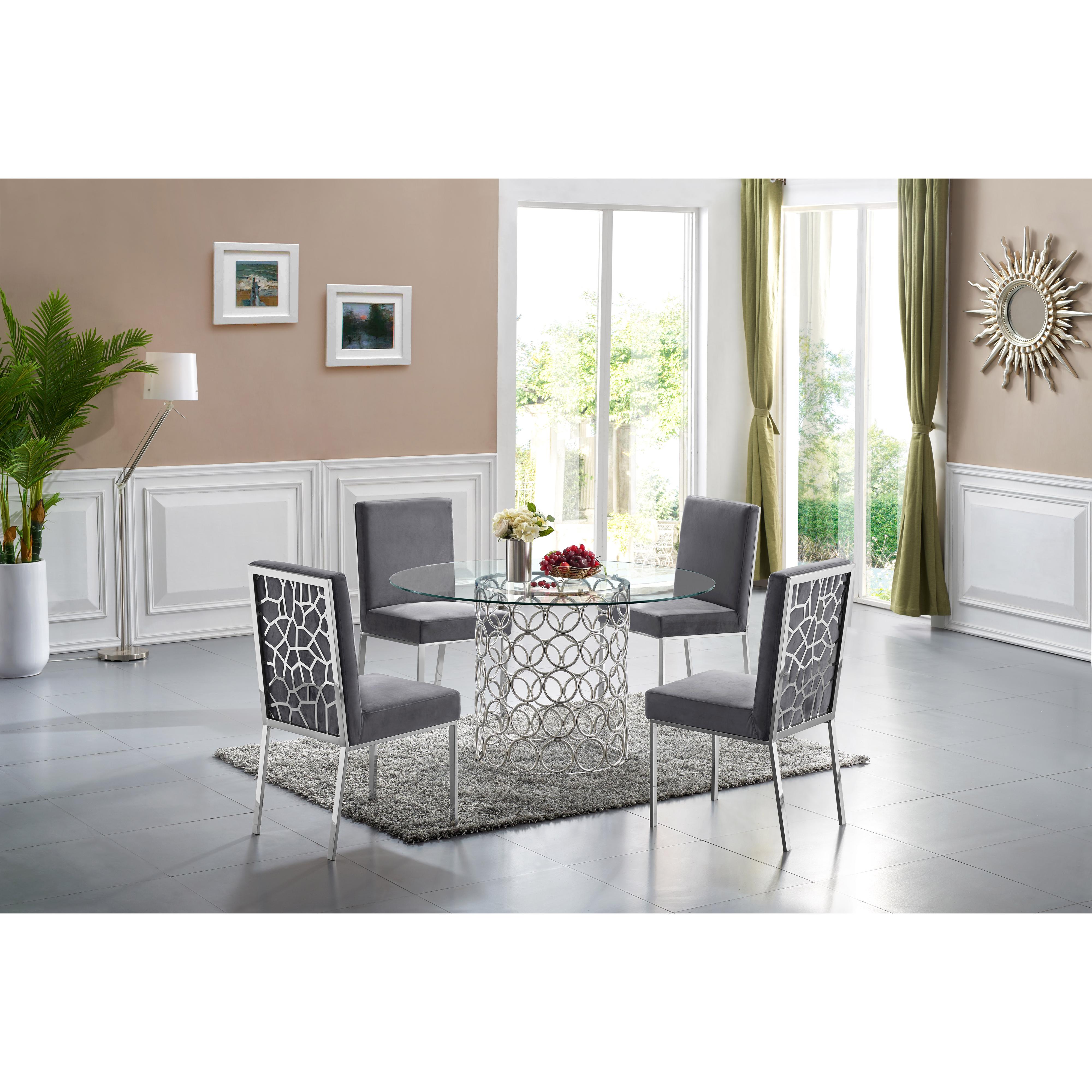 Meridian Opal Grey Velvet Dining Chair