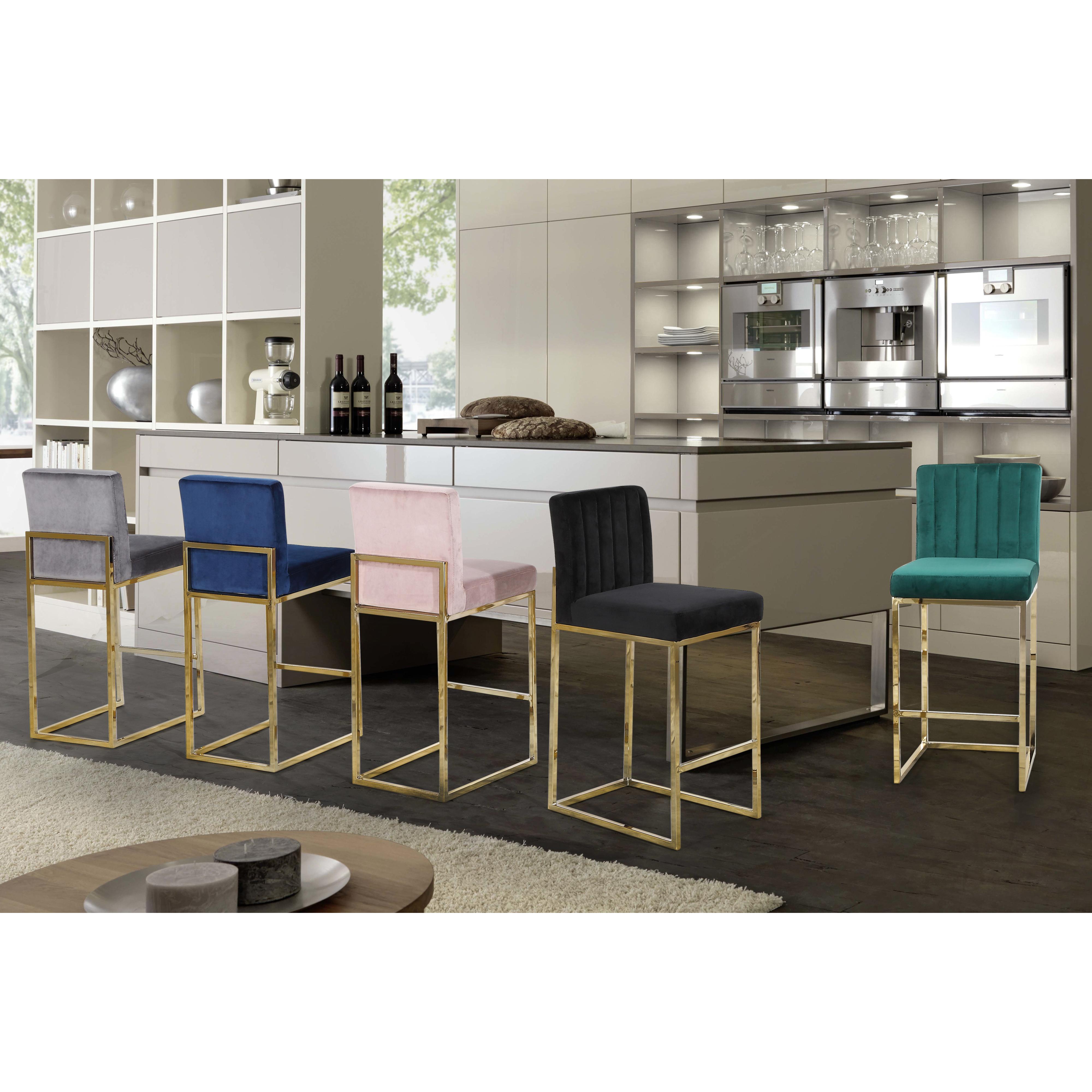 Meridian Giselle Grey Velvet Stool