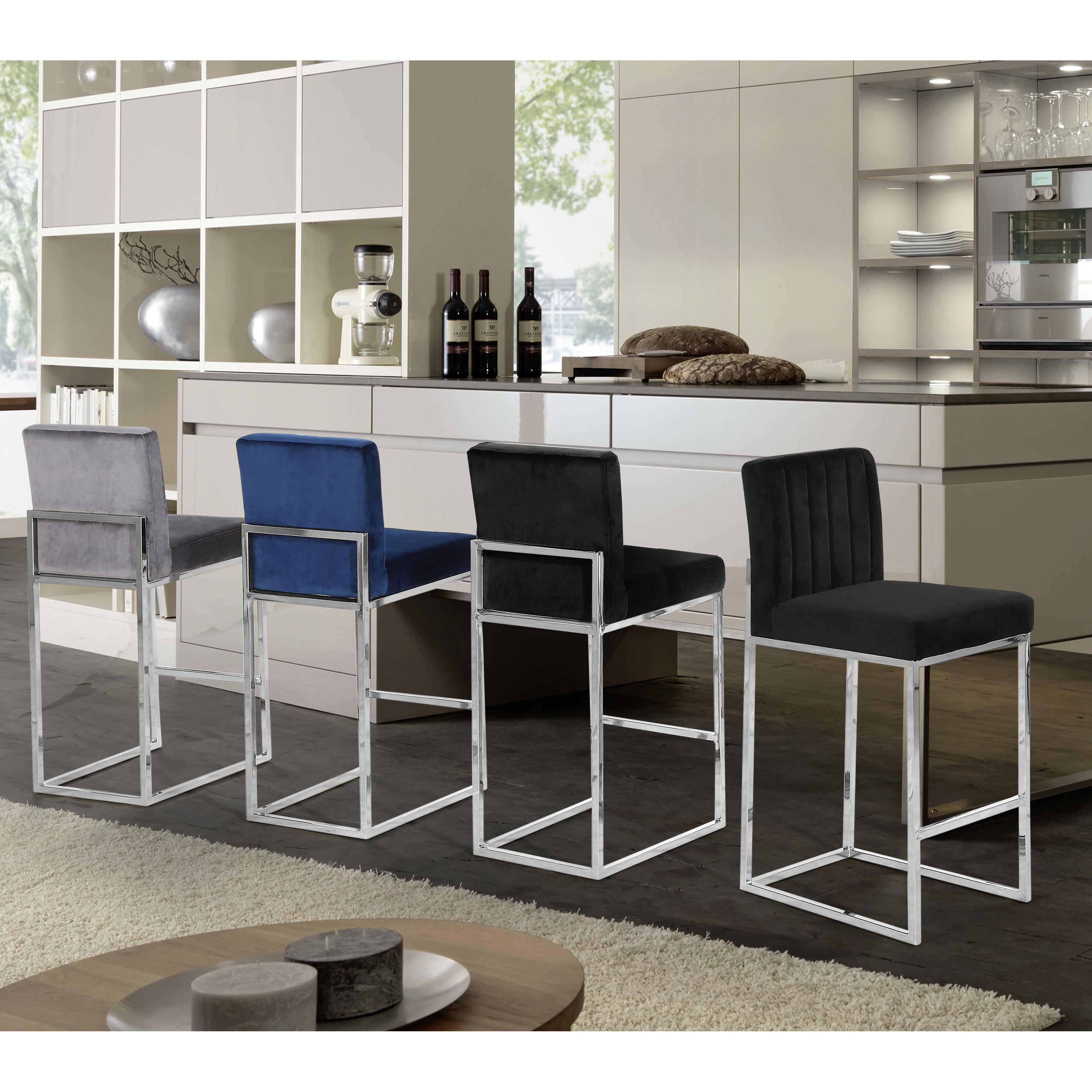 Meridian Giselle Navy Velvet Stool