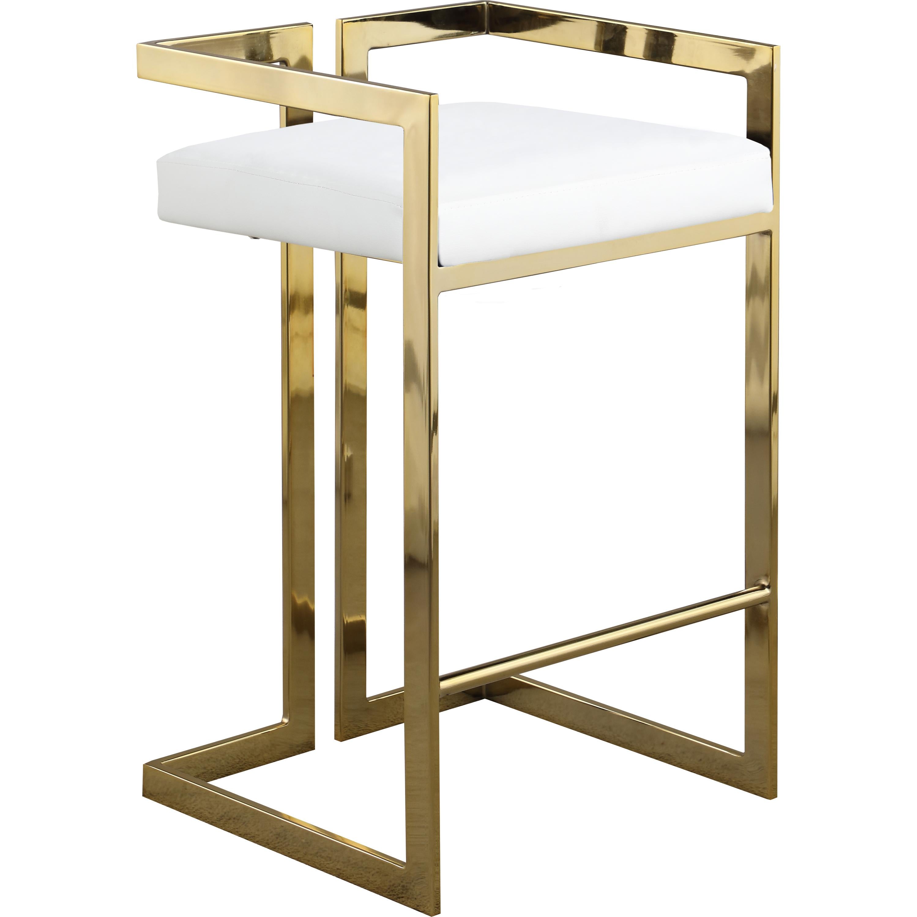 Meridian Ezra White Vegan Leather Stool