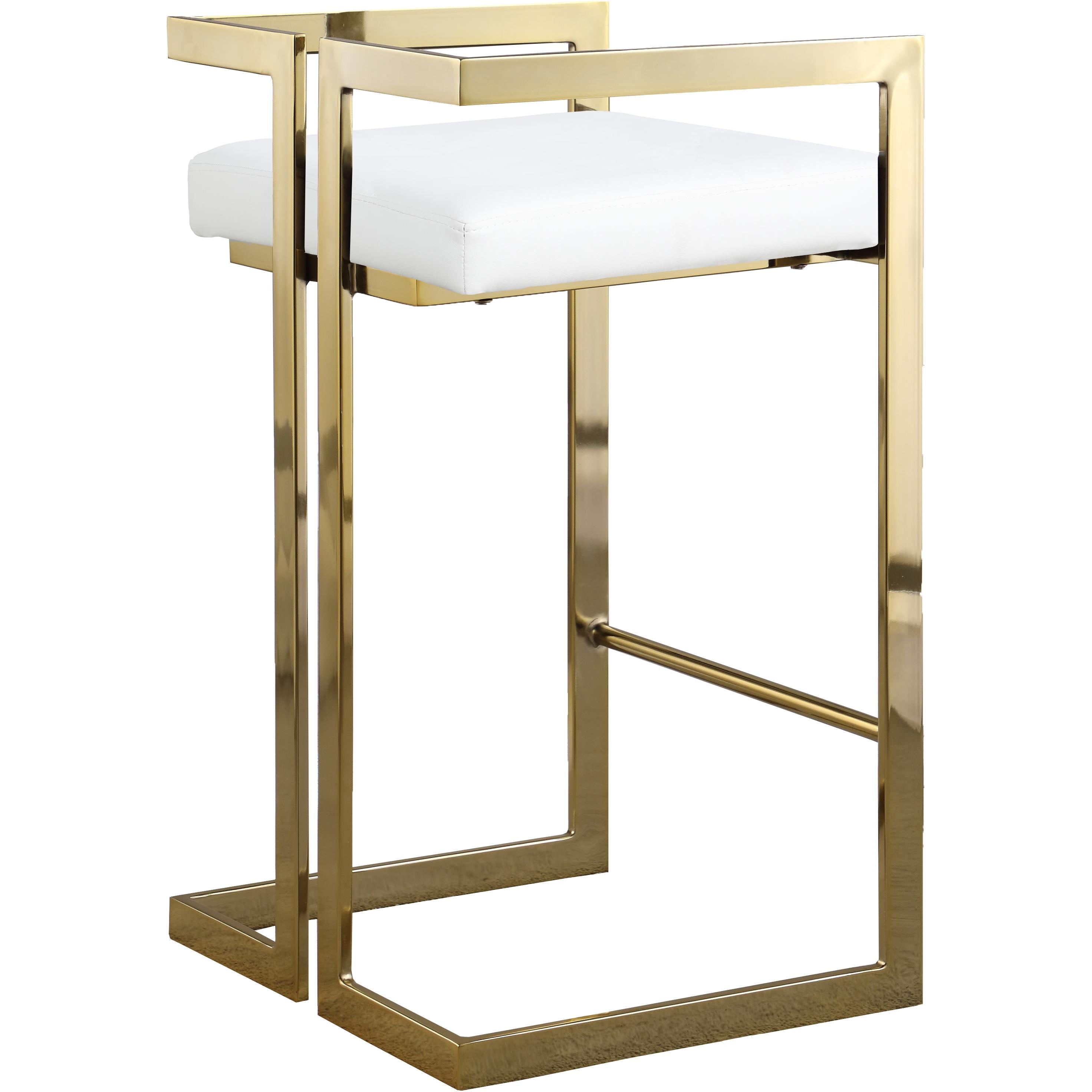 Meridian Ezra White Vegan Leather Stool