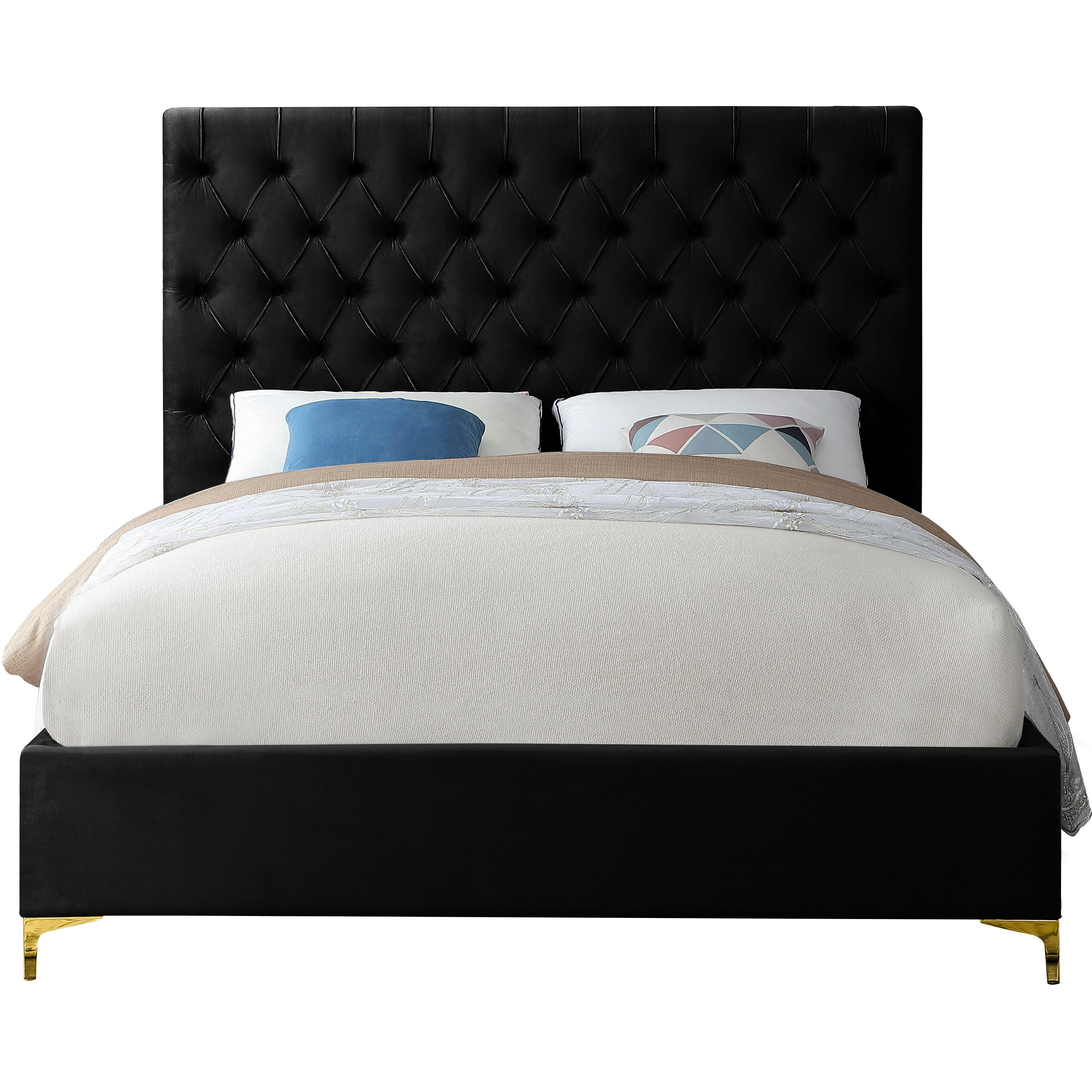 Meridian Cruz Black Velvet King Bed