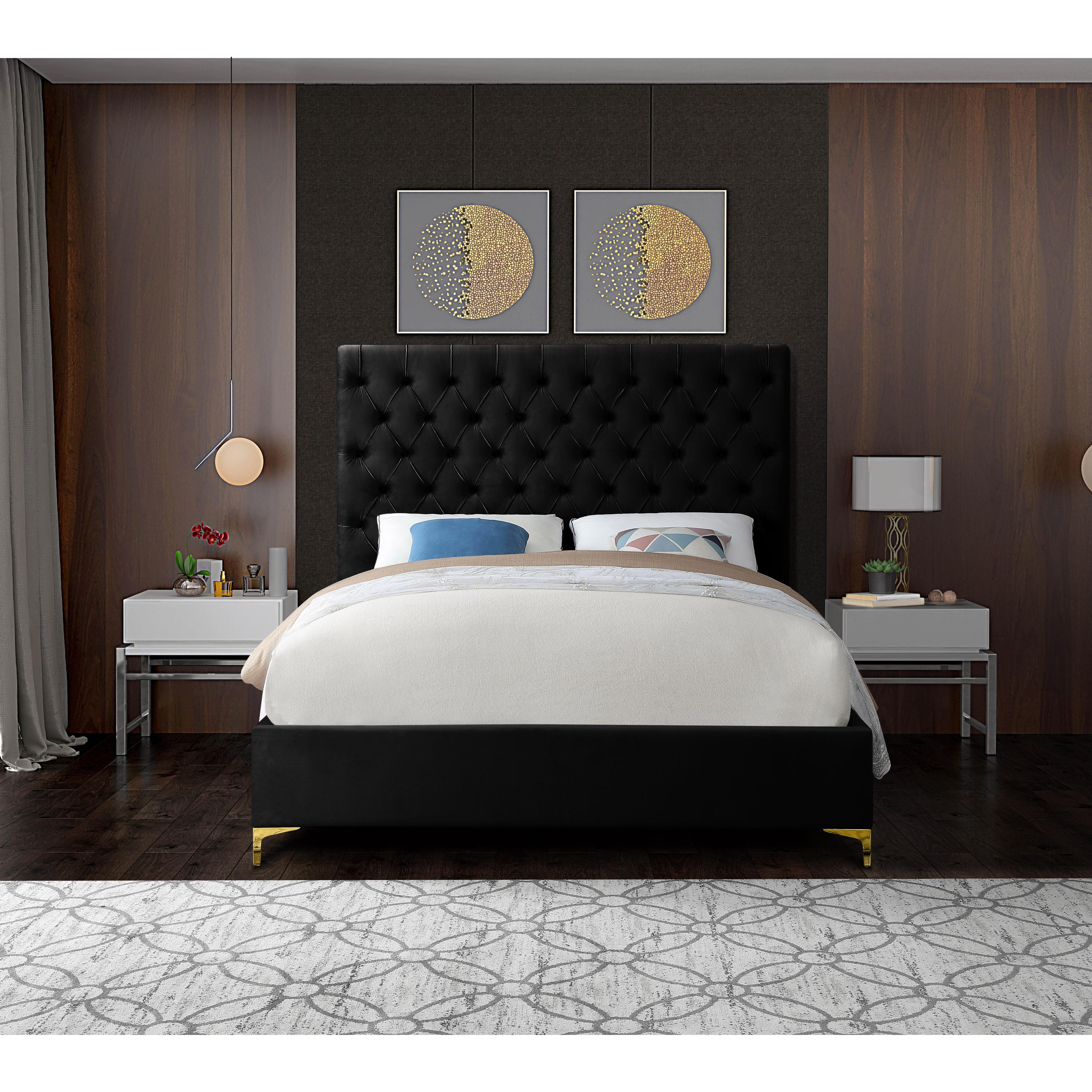 Meridian Cruz Black Velvet King Bed