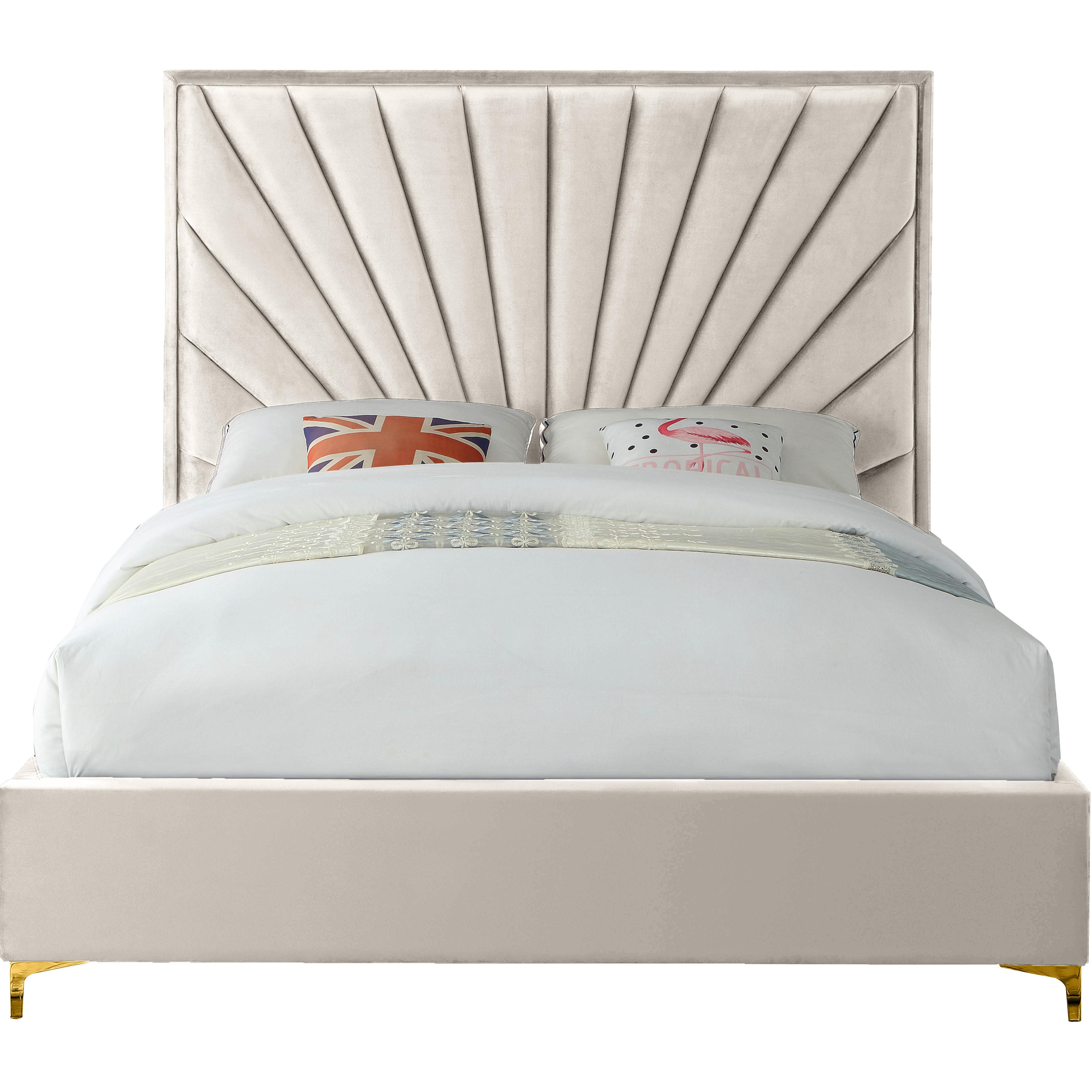 Meridian Eclipse Cream Velvet Full Bed