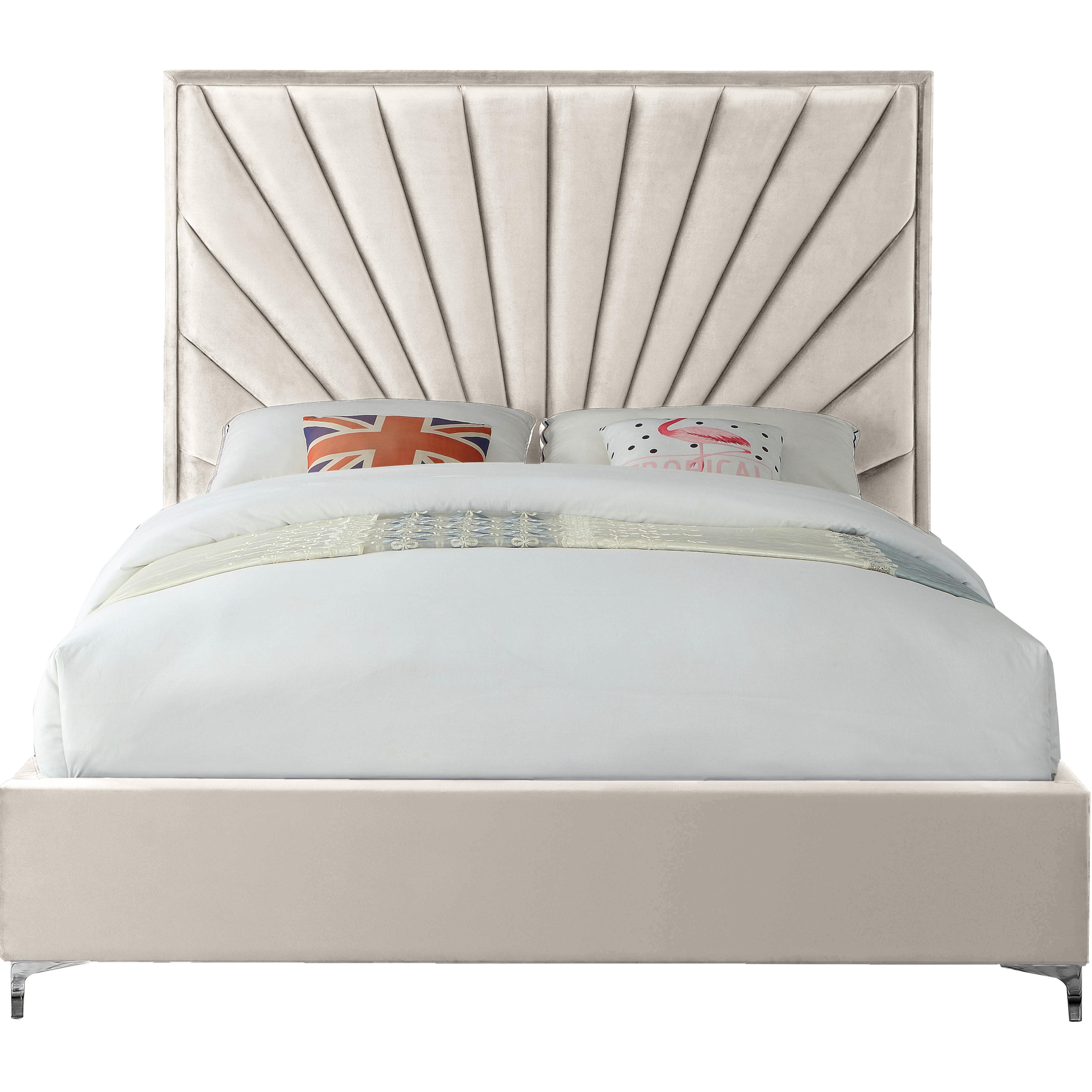 Meridian Eclipse Cream Velvet Full Bed