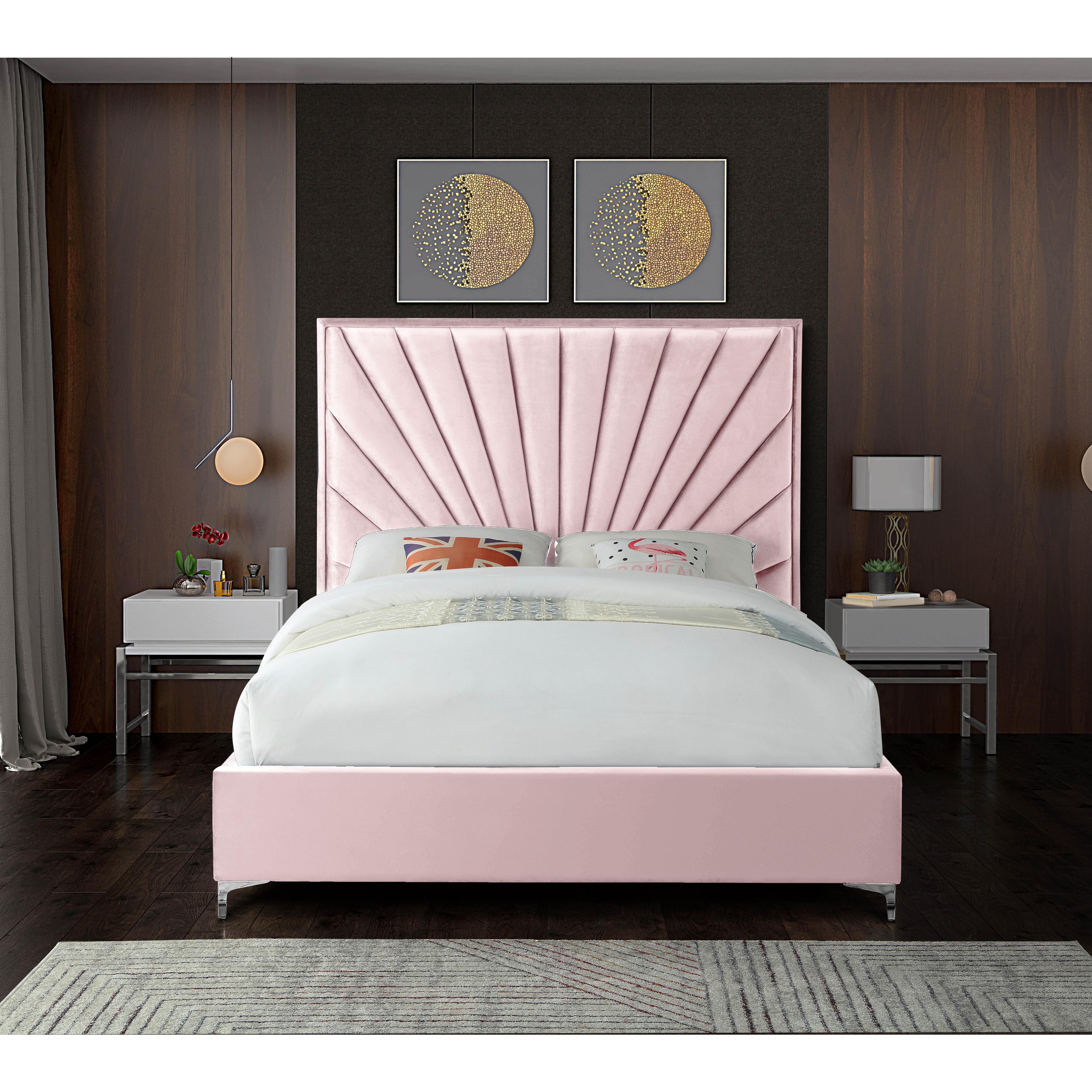 Meridian Eclipse Pink Velvet Full Bed