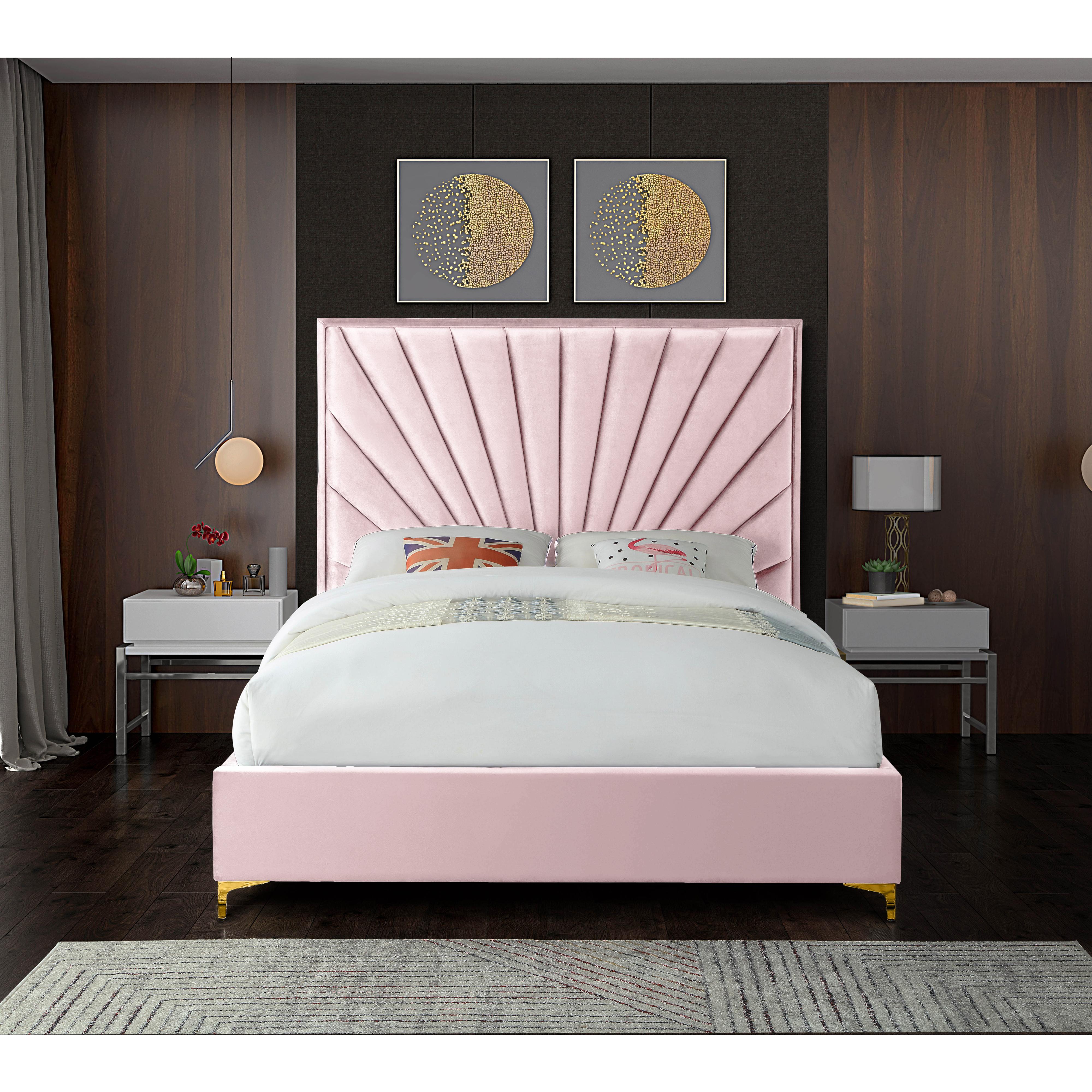 Meridian Eclipse Pink Velvet Full Bed