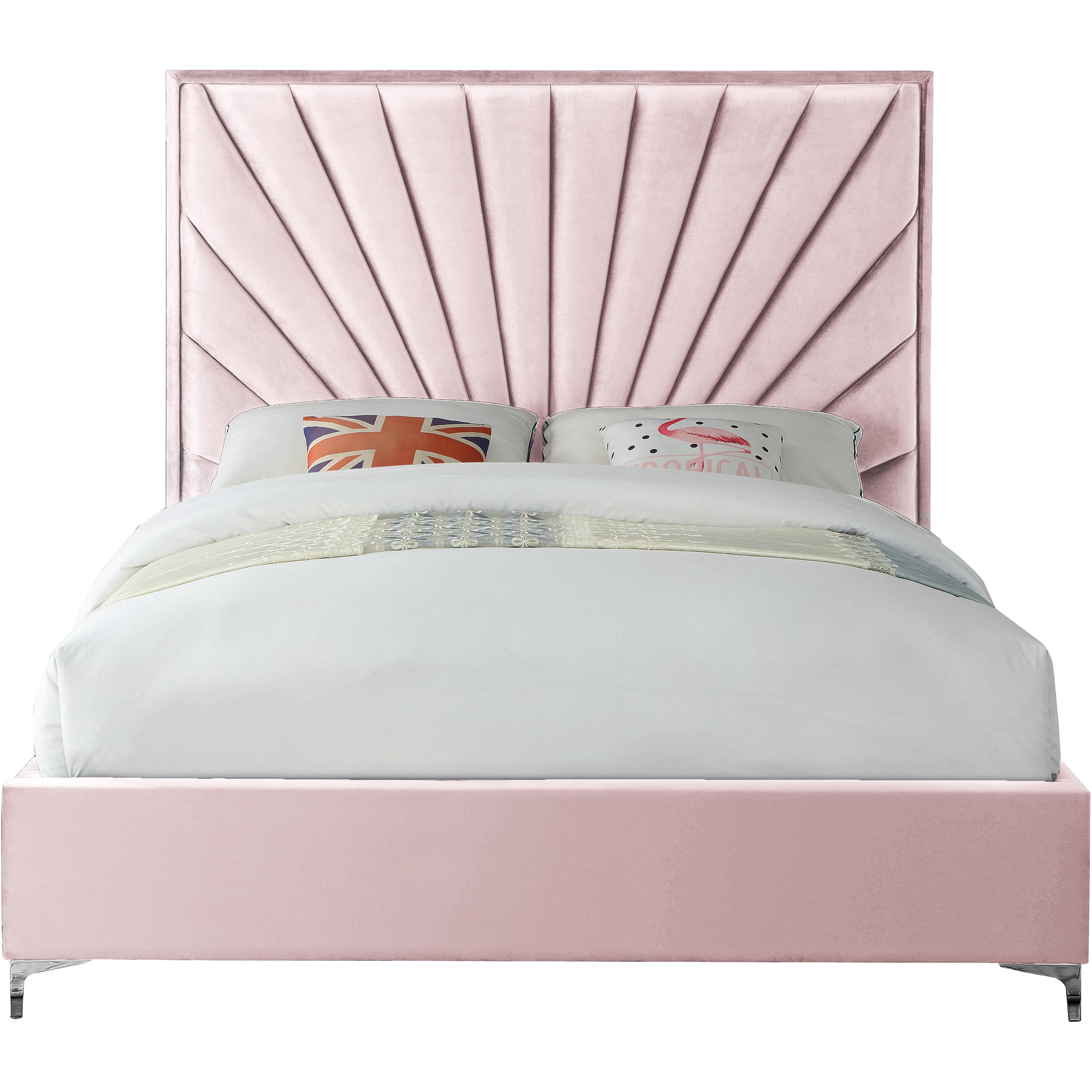 Meridian Eclipse Pink Velvet King Bed