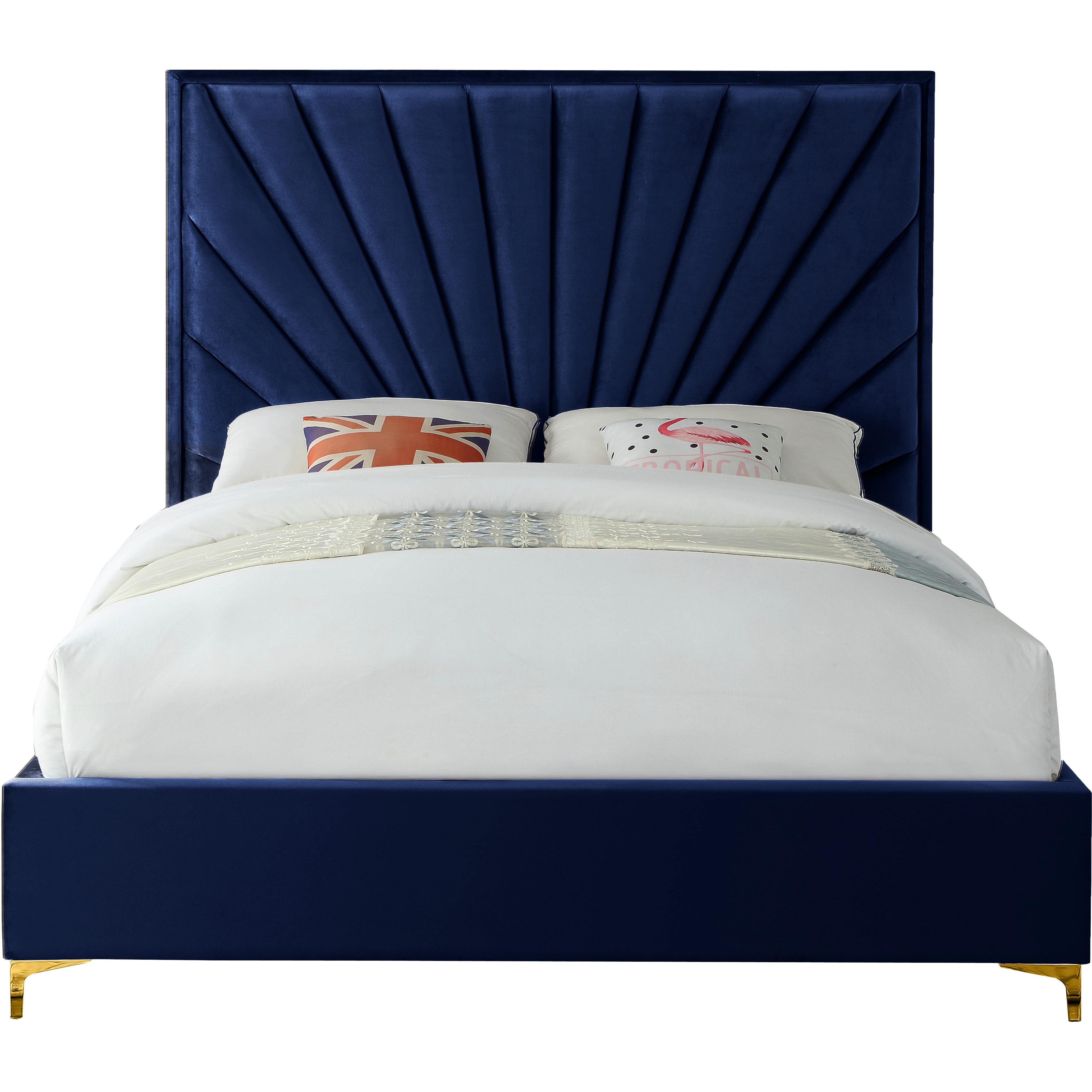 Meridian Eclipse Navy Velvet Queen Bed