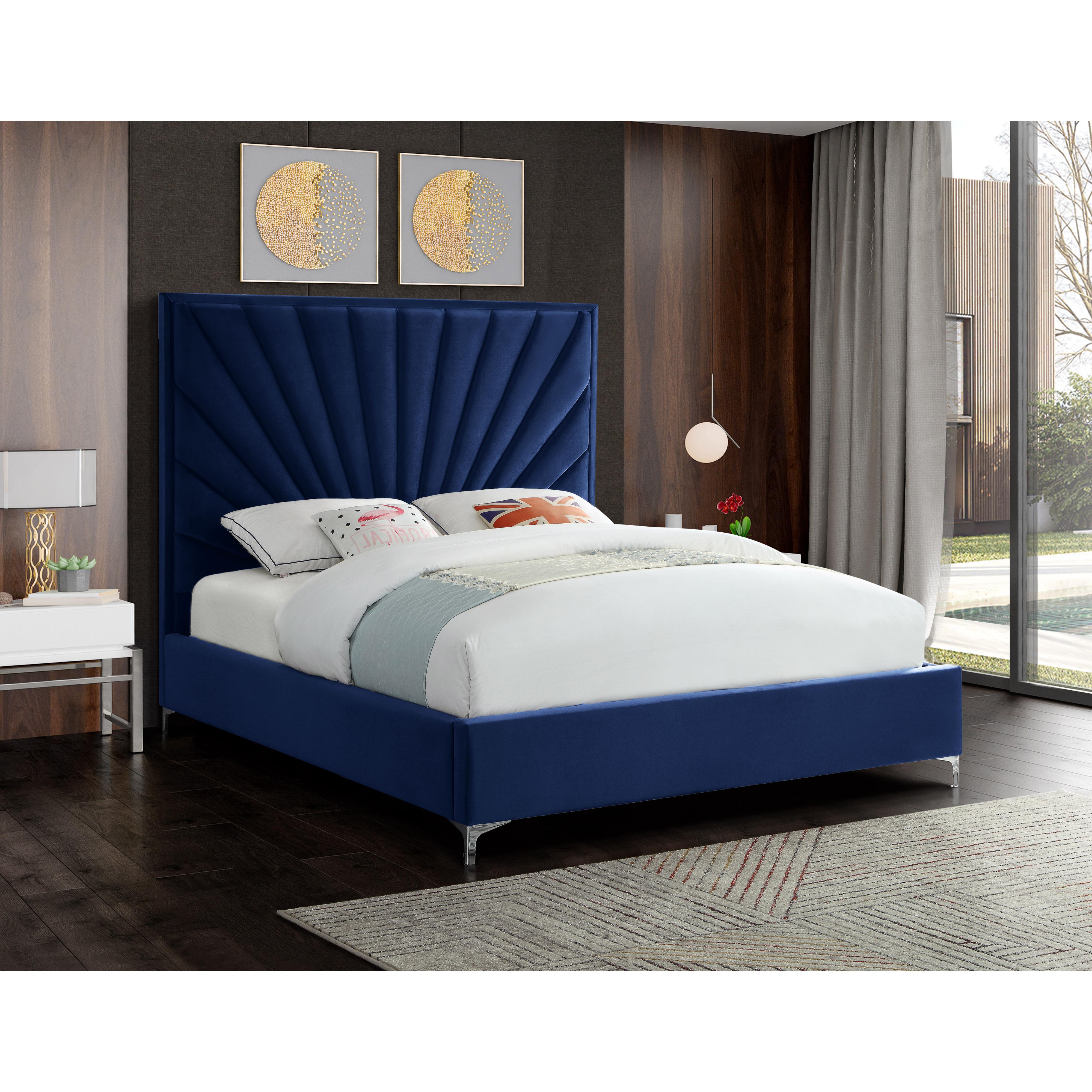 Meridian Eclipse Navy Velvet Queen Bed