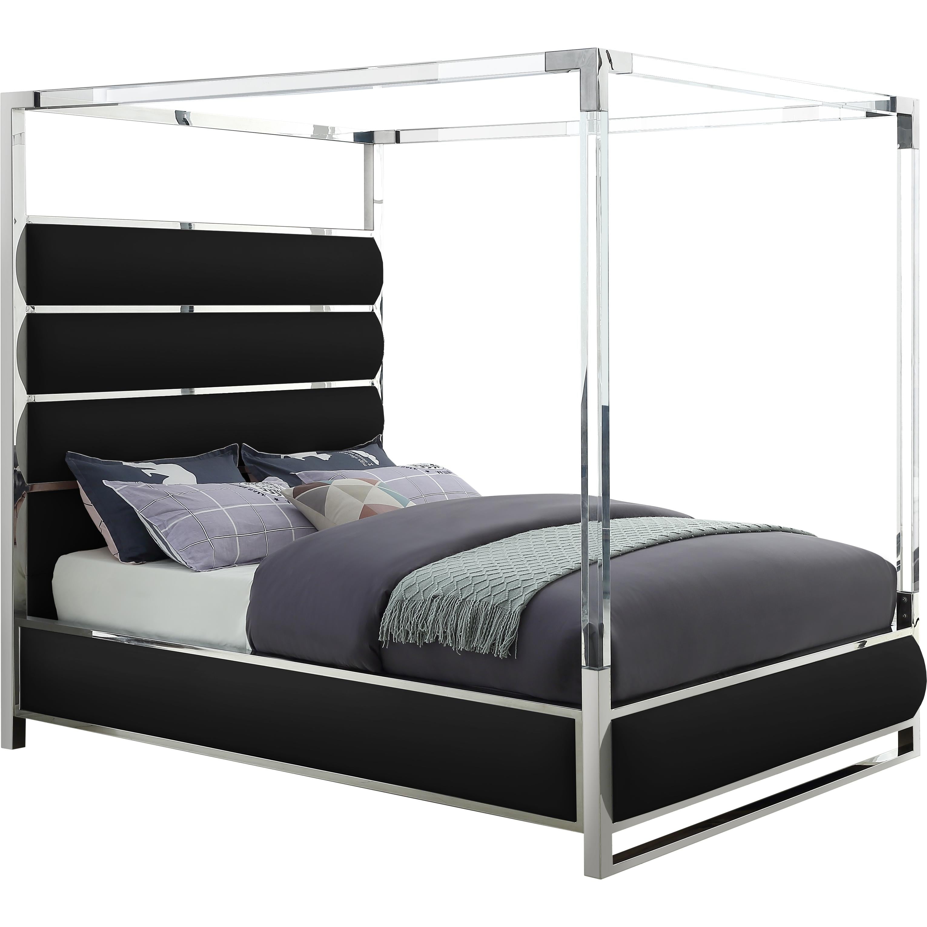 Meridian Encore Black Vegan Leather Queen Bed (4 Boxes)
