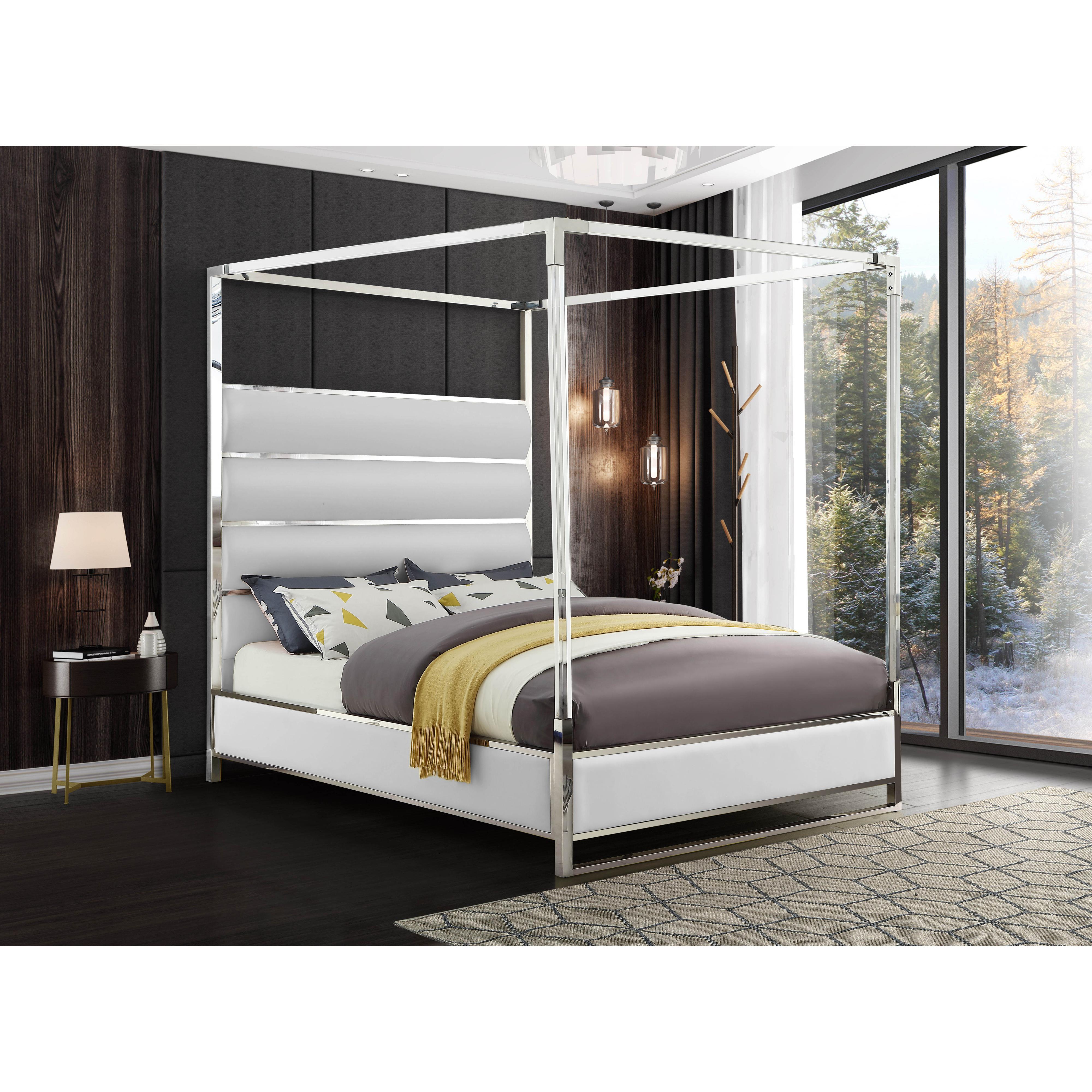 Meridian Encore White Vegan Leather King Bed (4 Boxes)