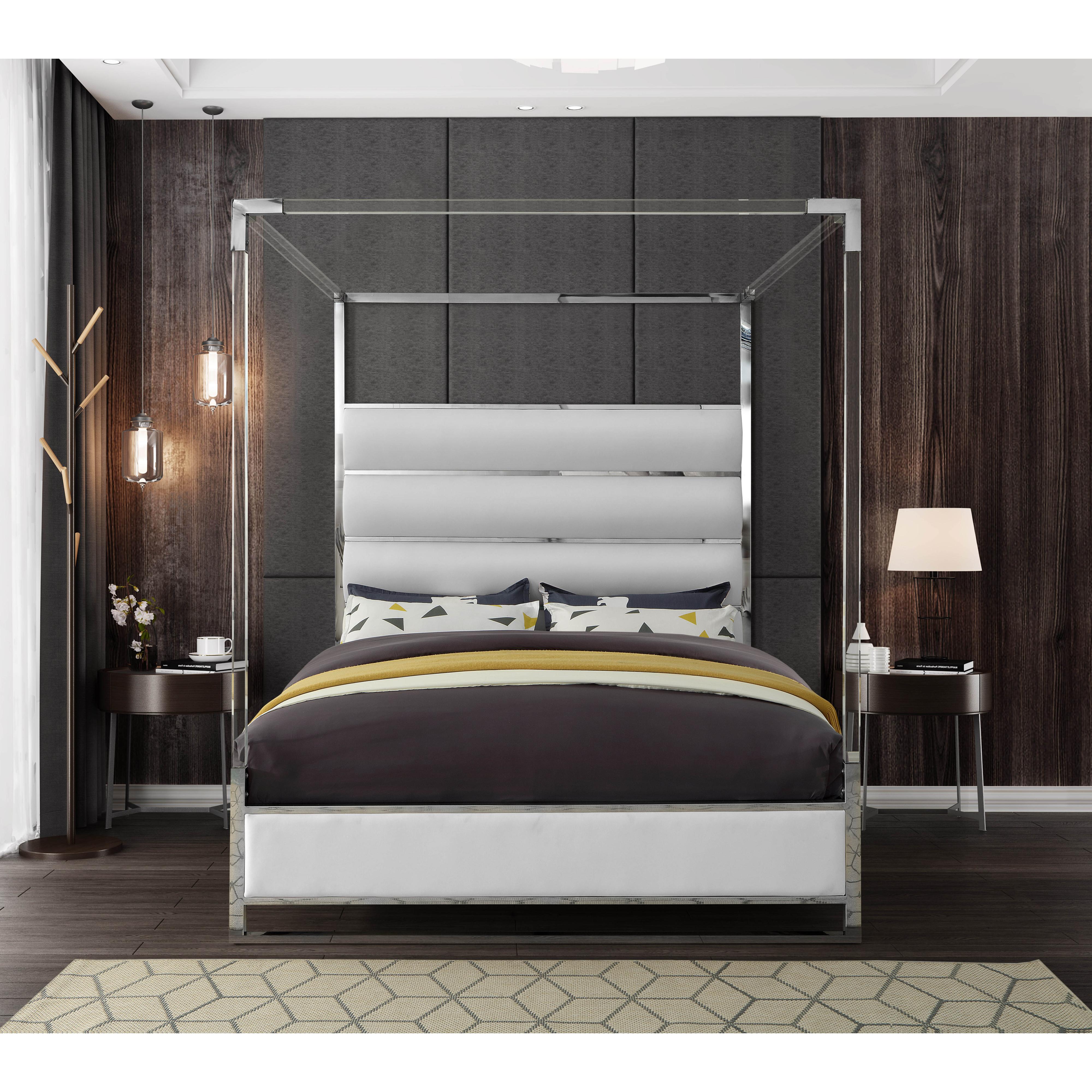 Meridian Encore White Vegan Leather King Bed (4 Boxes)