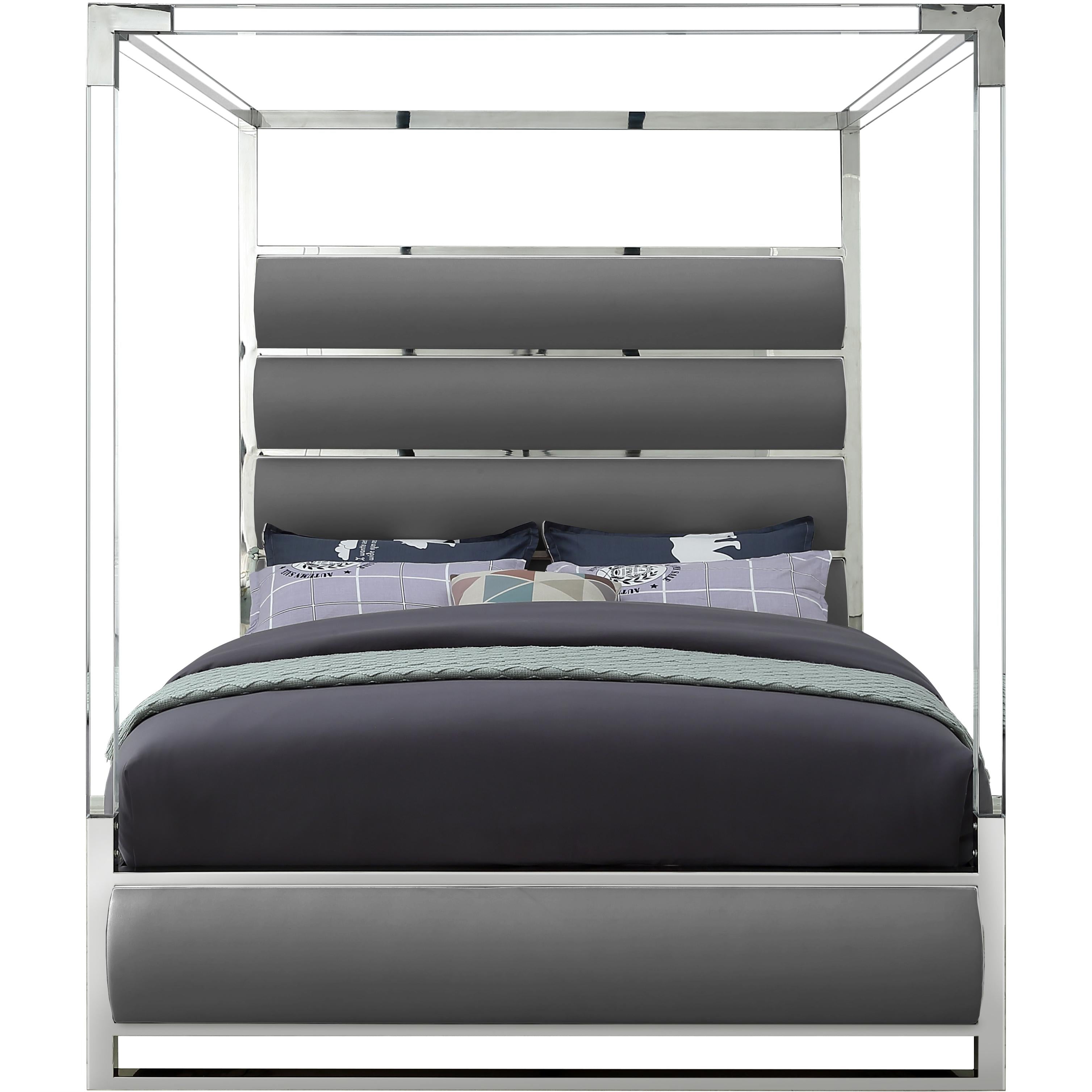 Meridian Encore Grey Vegan Leather Queen Bed (4 Boxes)