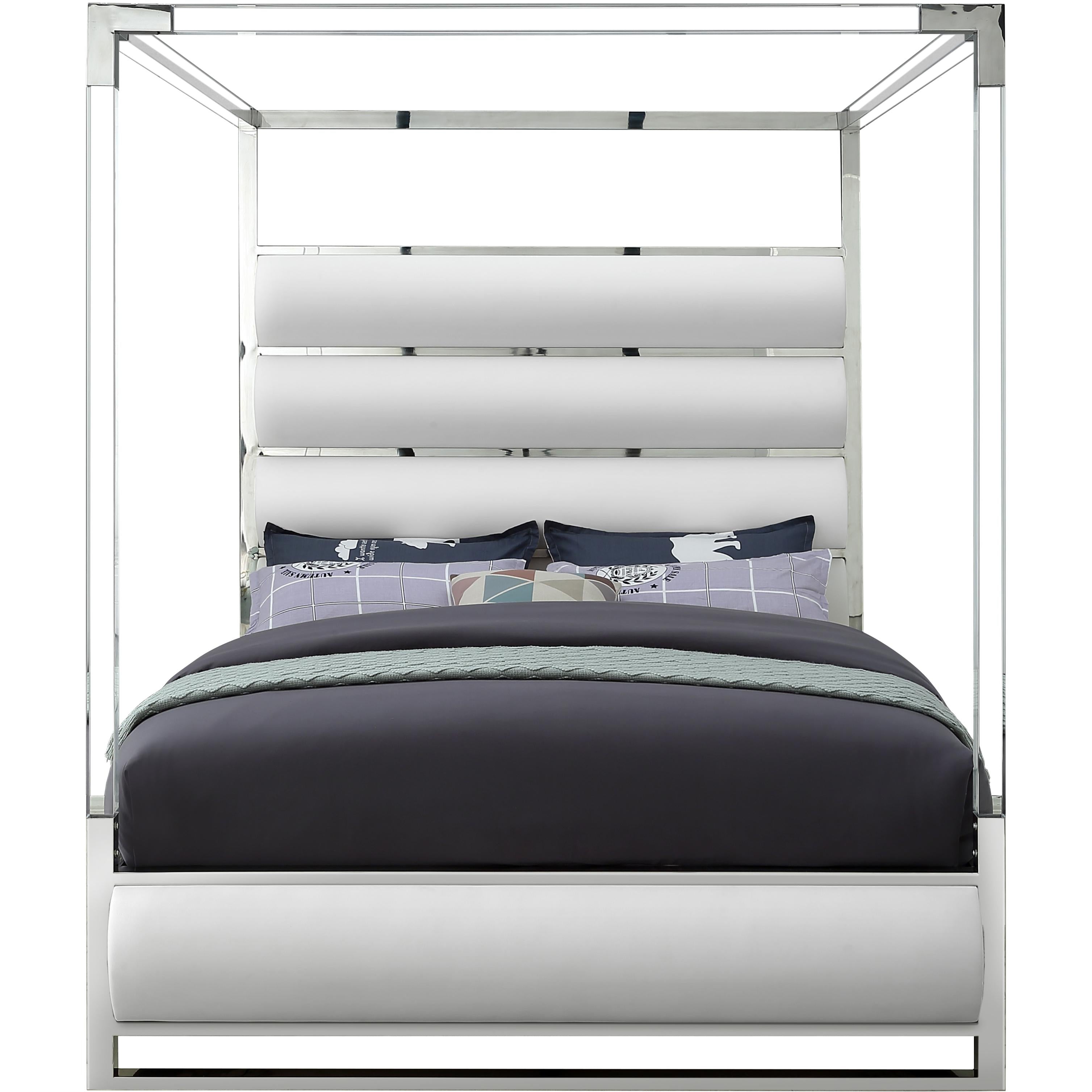 Meridian Encore White Vegan Leather Queen Bed (4 Boxes)