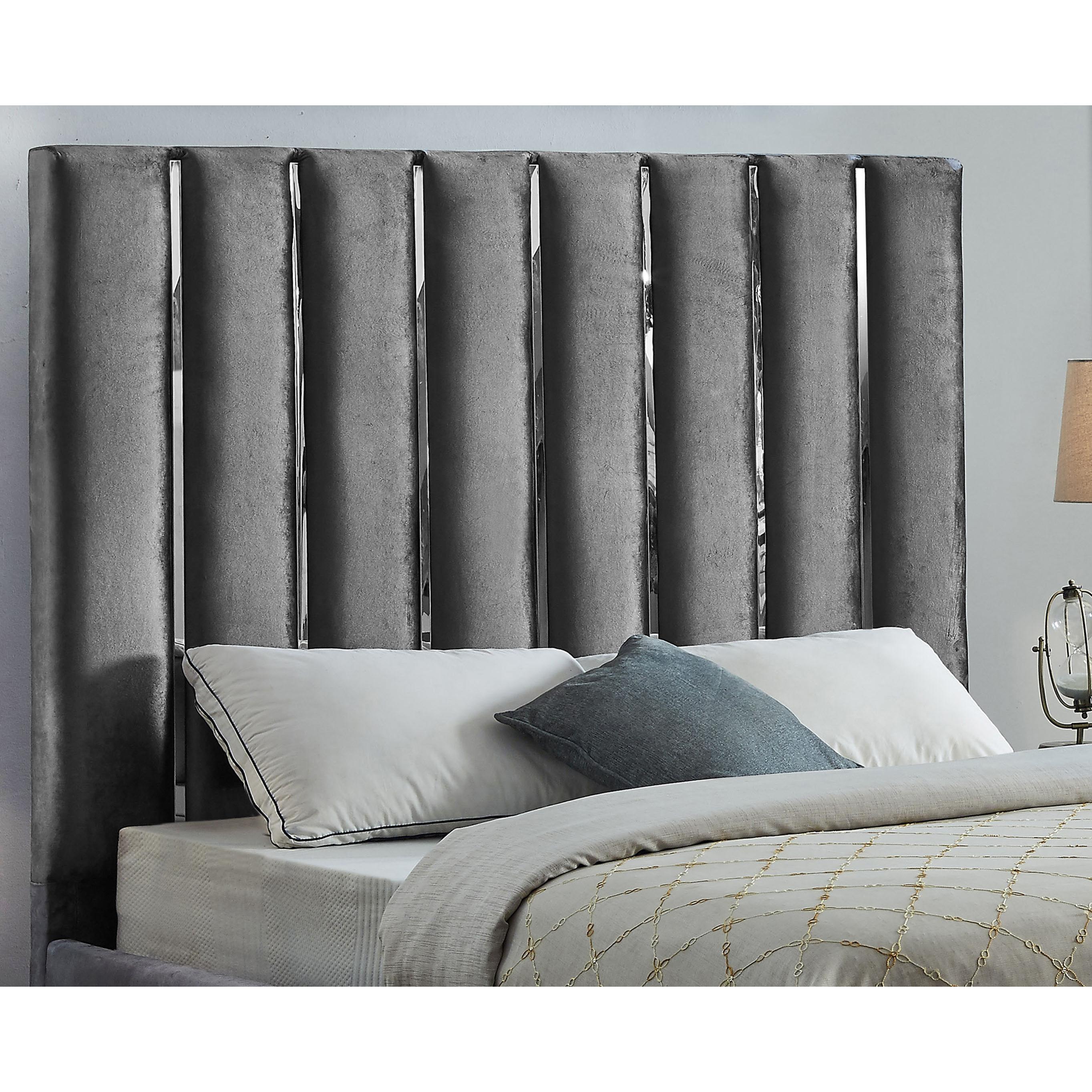 Meridian Enzo Grey Velvet Full Bed