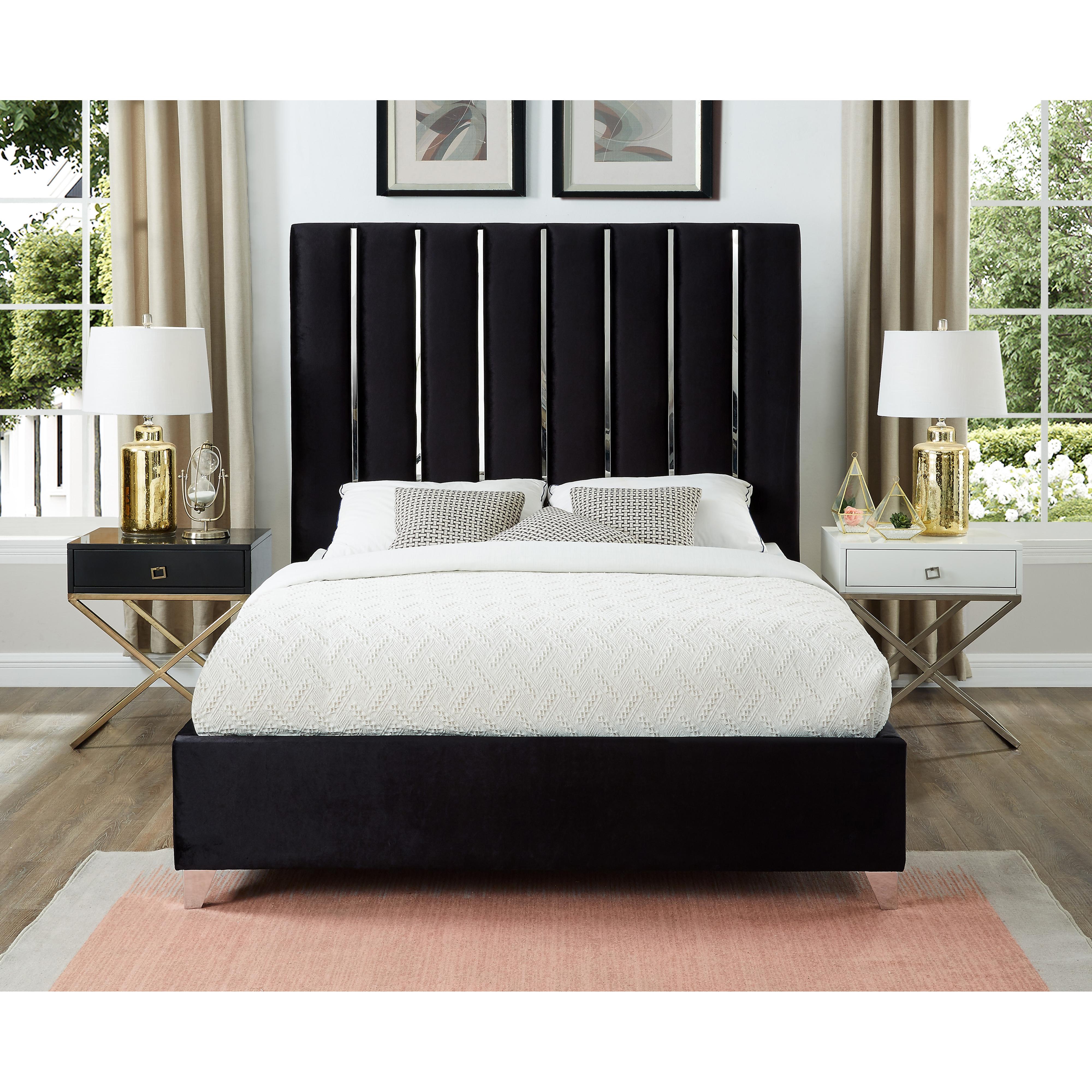 Meridian Enzo Black Velvet King Bed