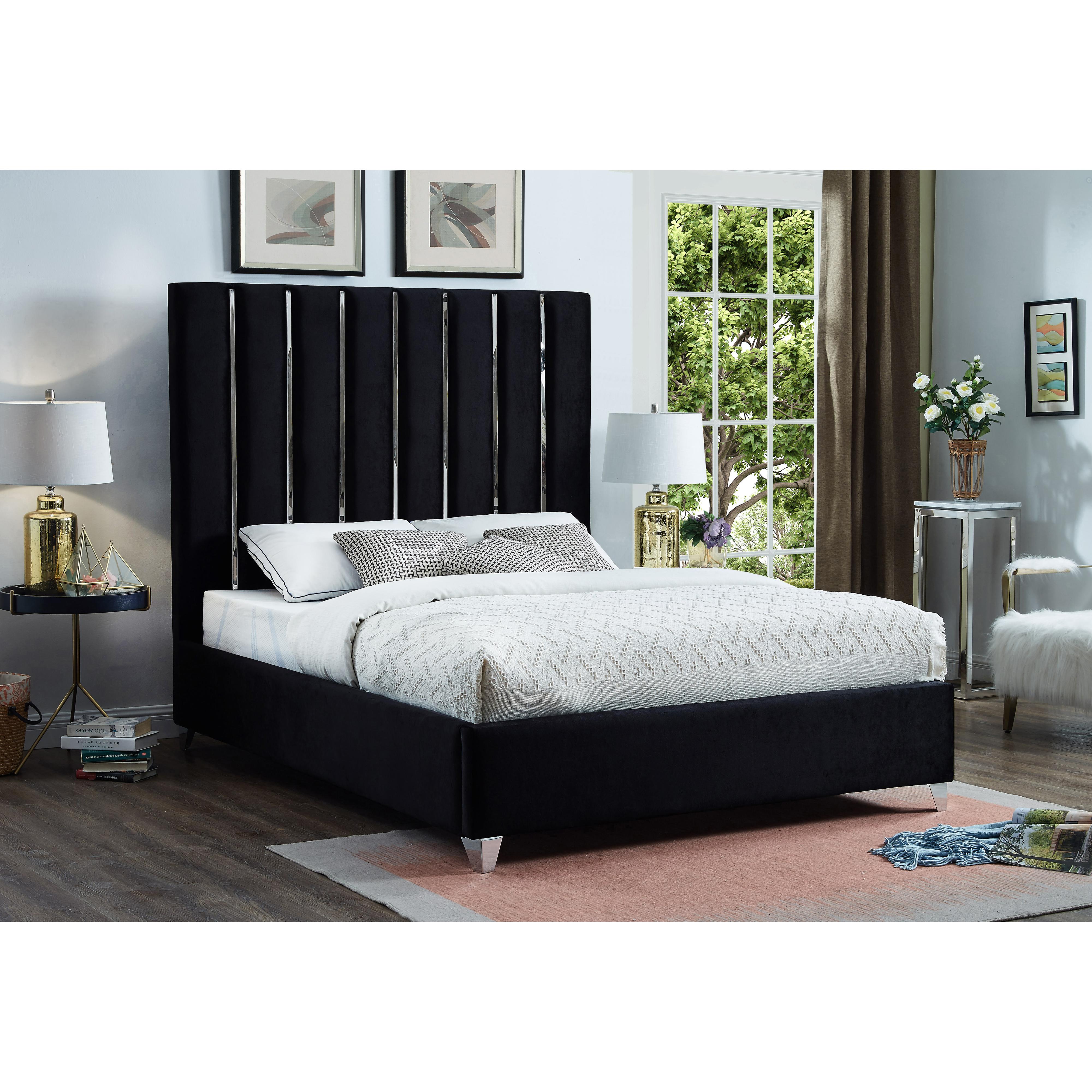 Meridian Enzo Black Velvet King Bed