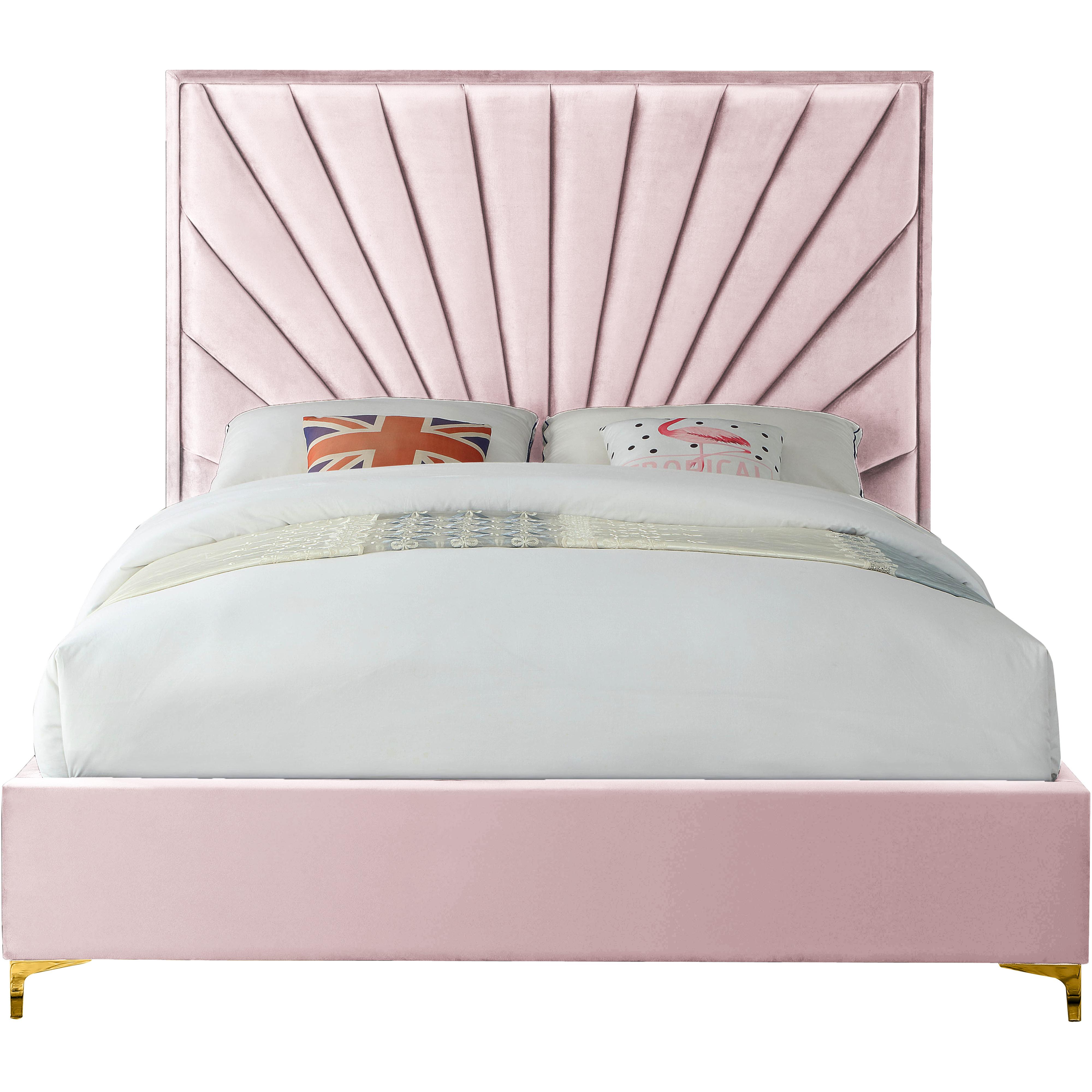 Meridian Eclipse Pink Velvet Queen Bed