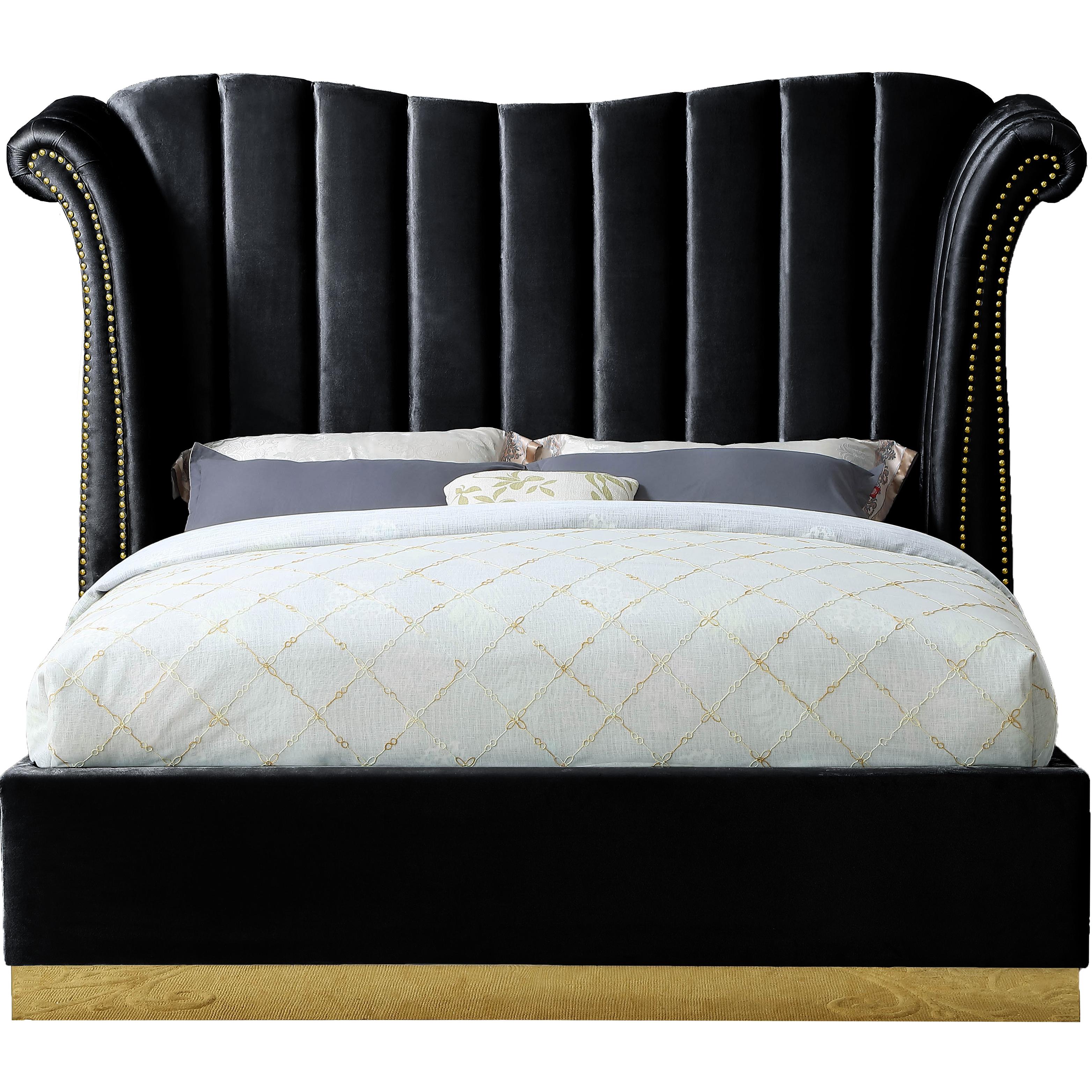 Meridian Flora Black Velvet King Bed (3 Boxes)