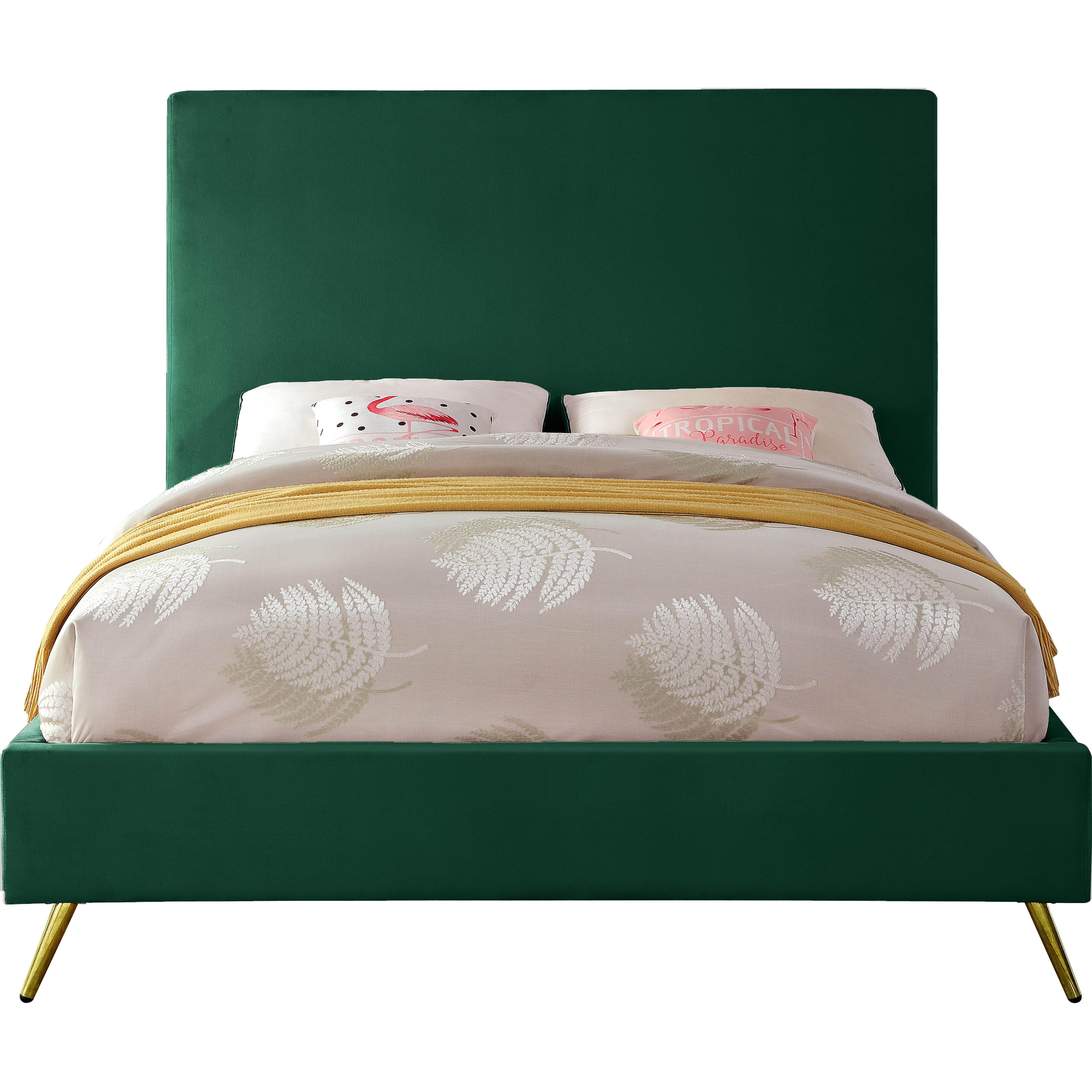 Meridian Jasmine Green Velvet Full Bed