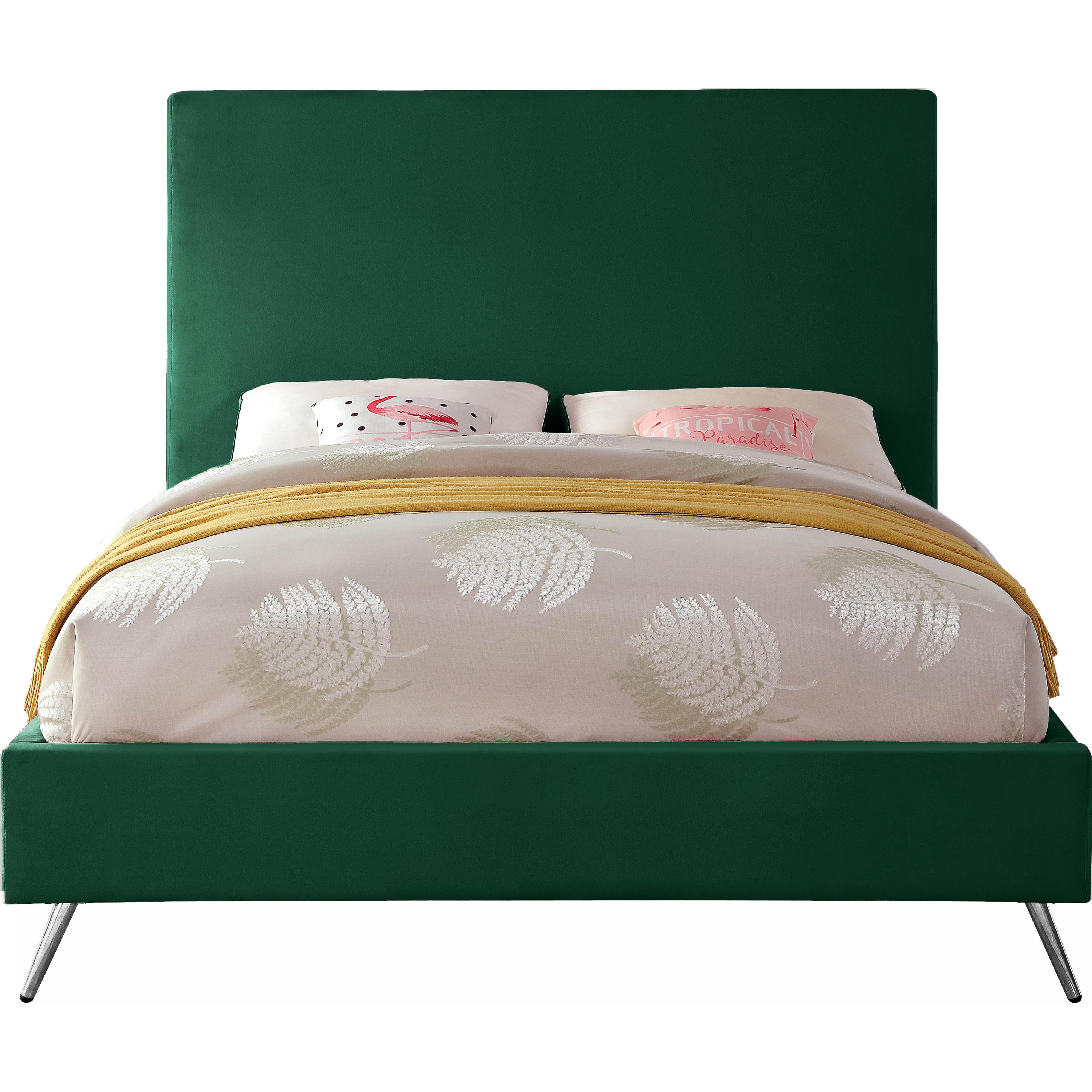 Meridian Jasmine Green Velvet Full Bed