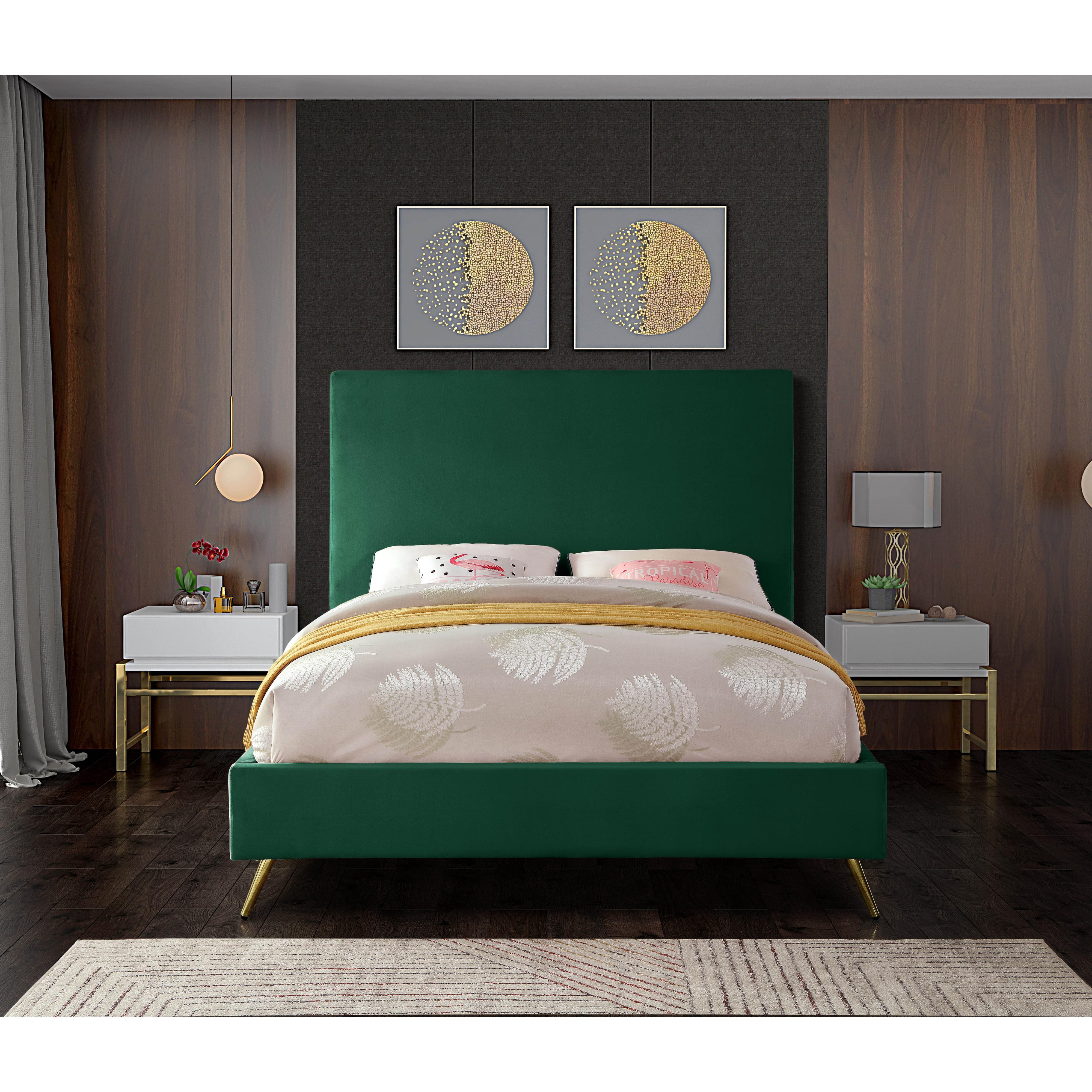 Meridian Jasmine Green Velvet Full Bed