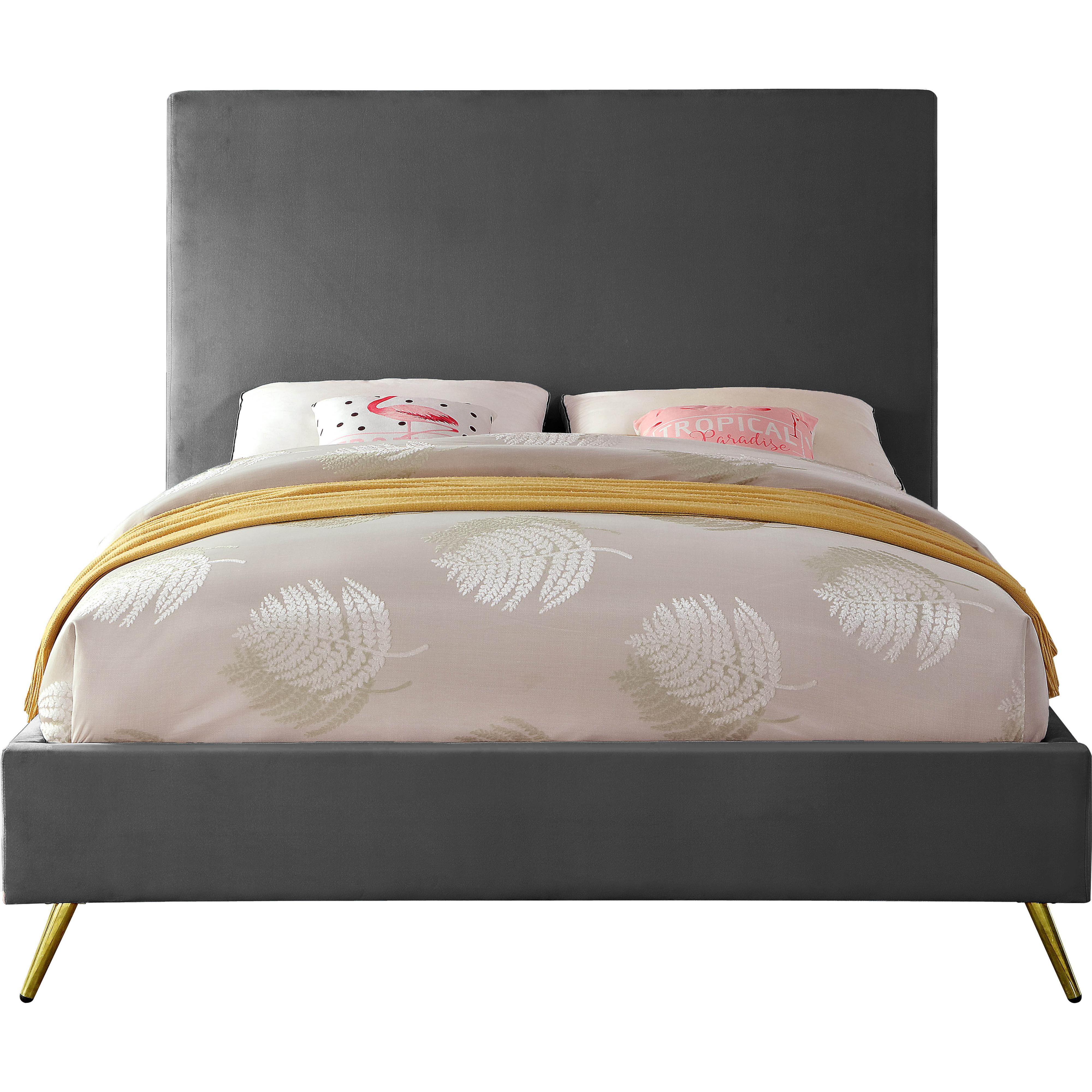 Meridian Jasmine Grey Velvet Full Bed