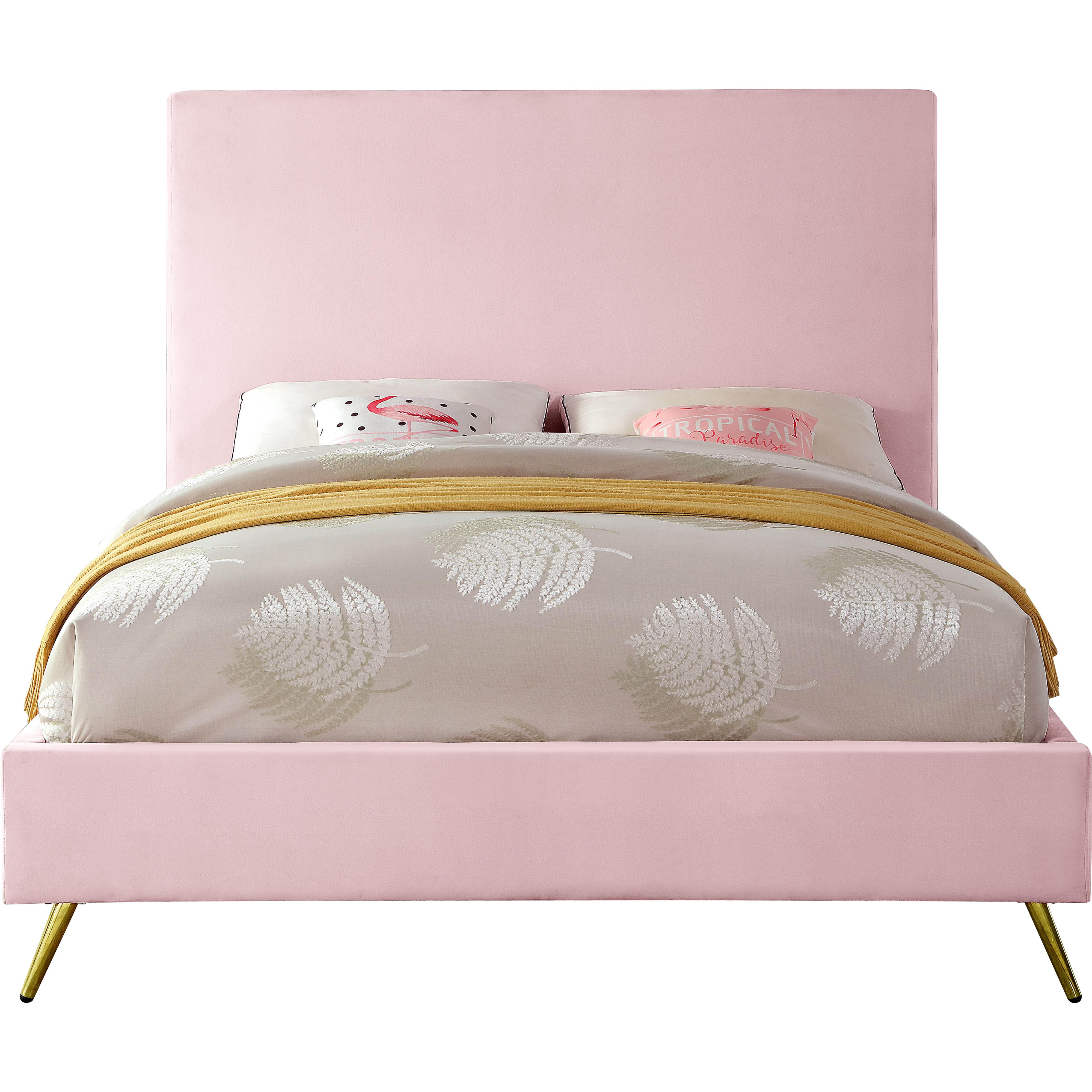 Meridian Jasmine Pink Velvet Full Bed