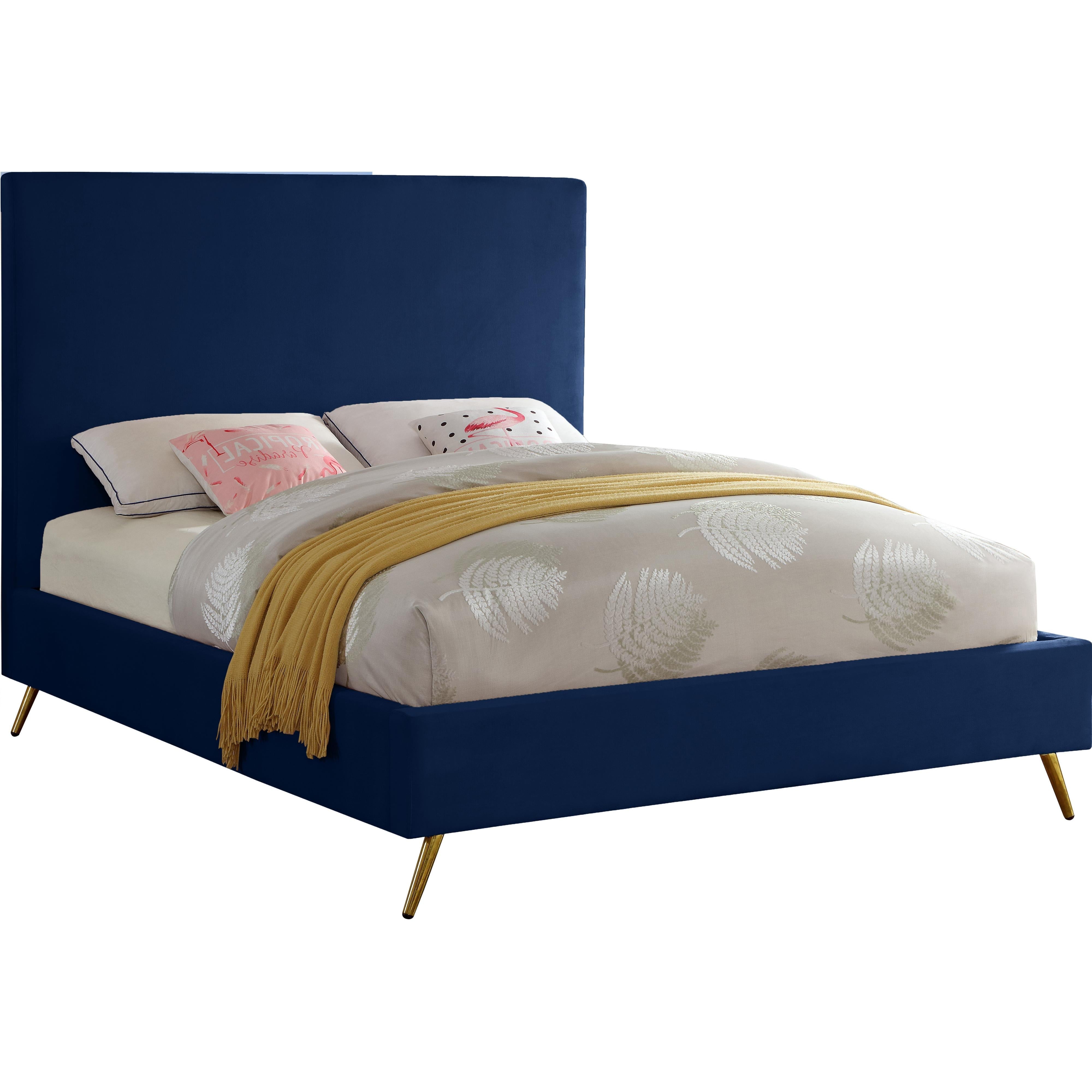 Meridian Jasmine Navy Velvet King Bed