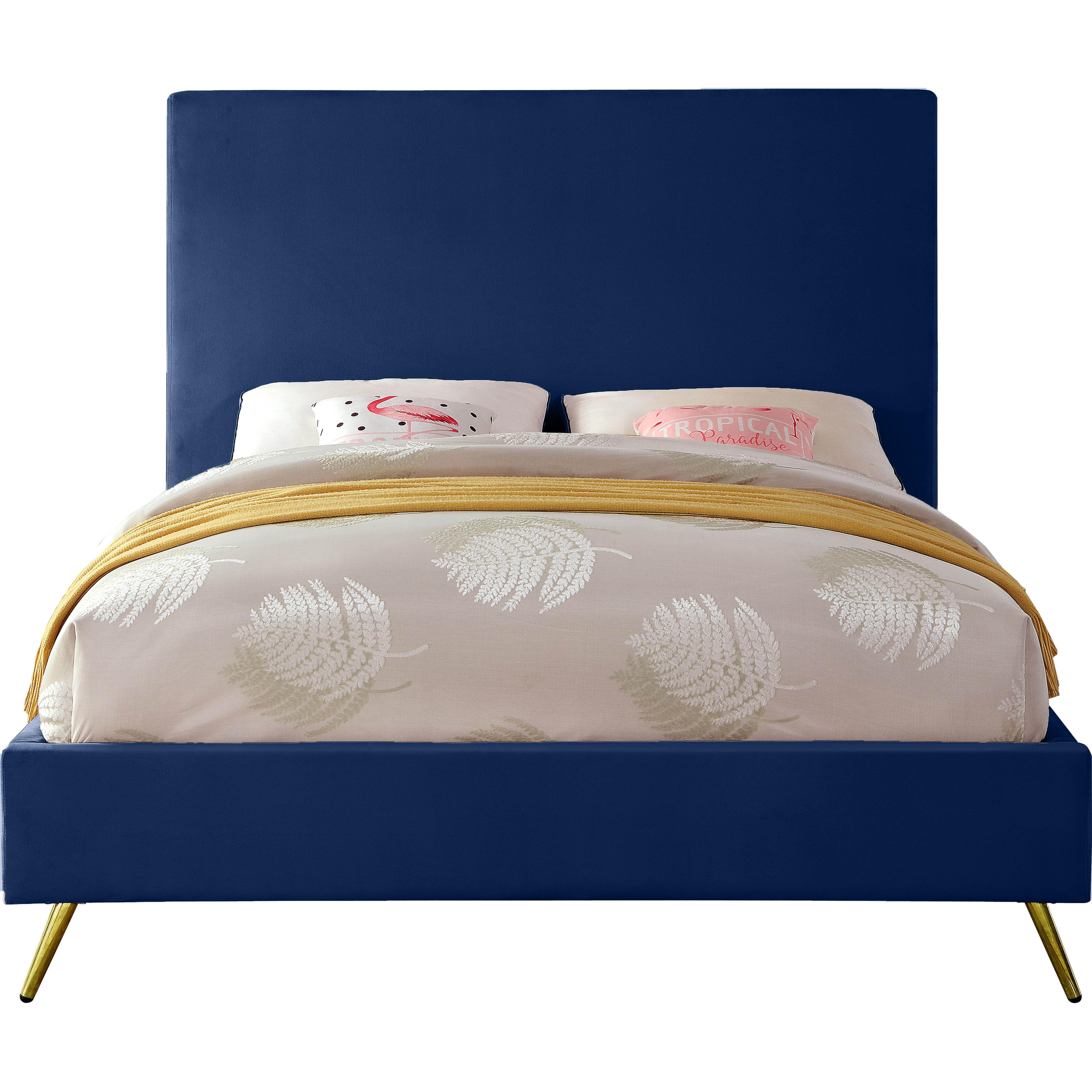 Meridian Jasmine Navy Velvet King Bed