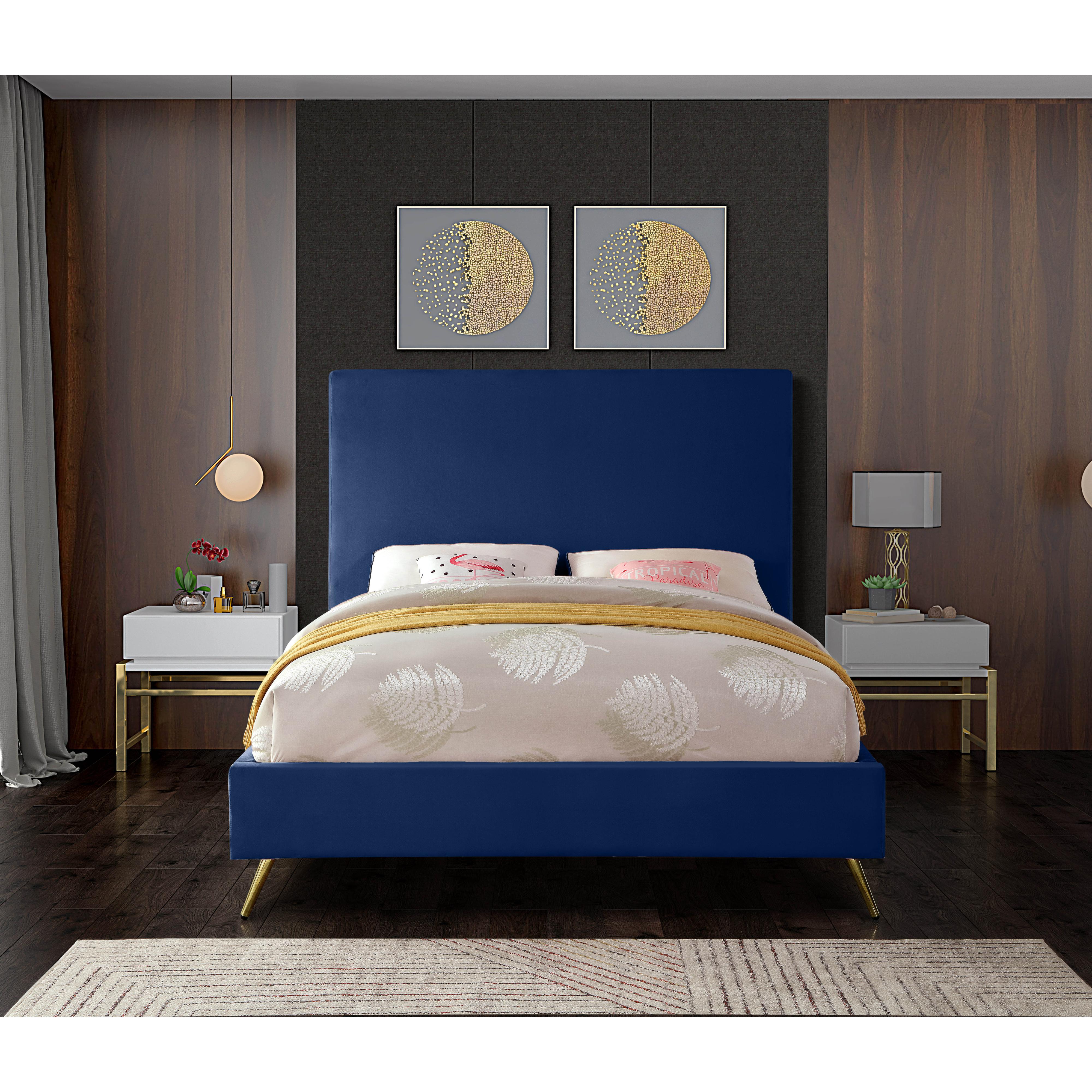 Meridian Jasmine Navy Velvet King Bed
