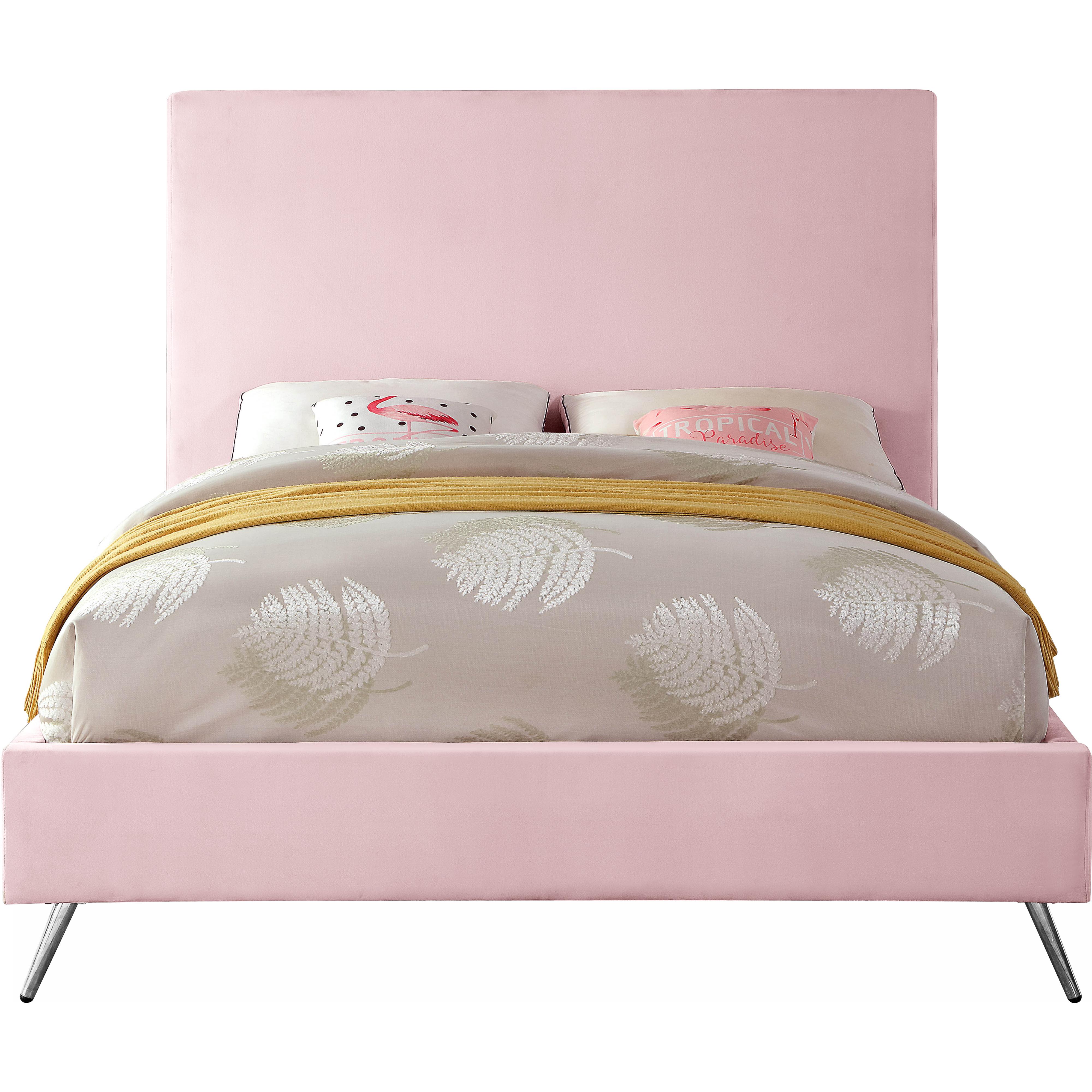 Meridian Jasmine Pink Velvet King Bed