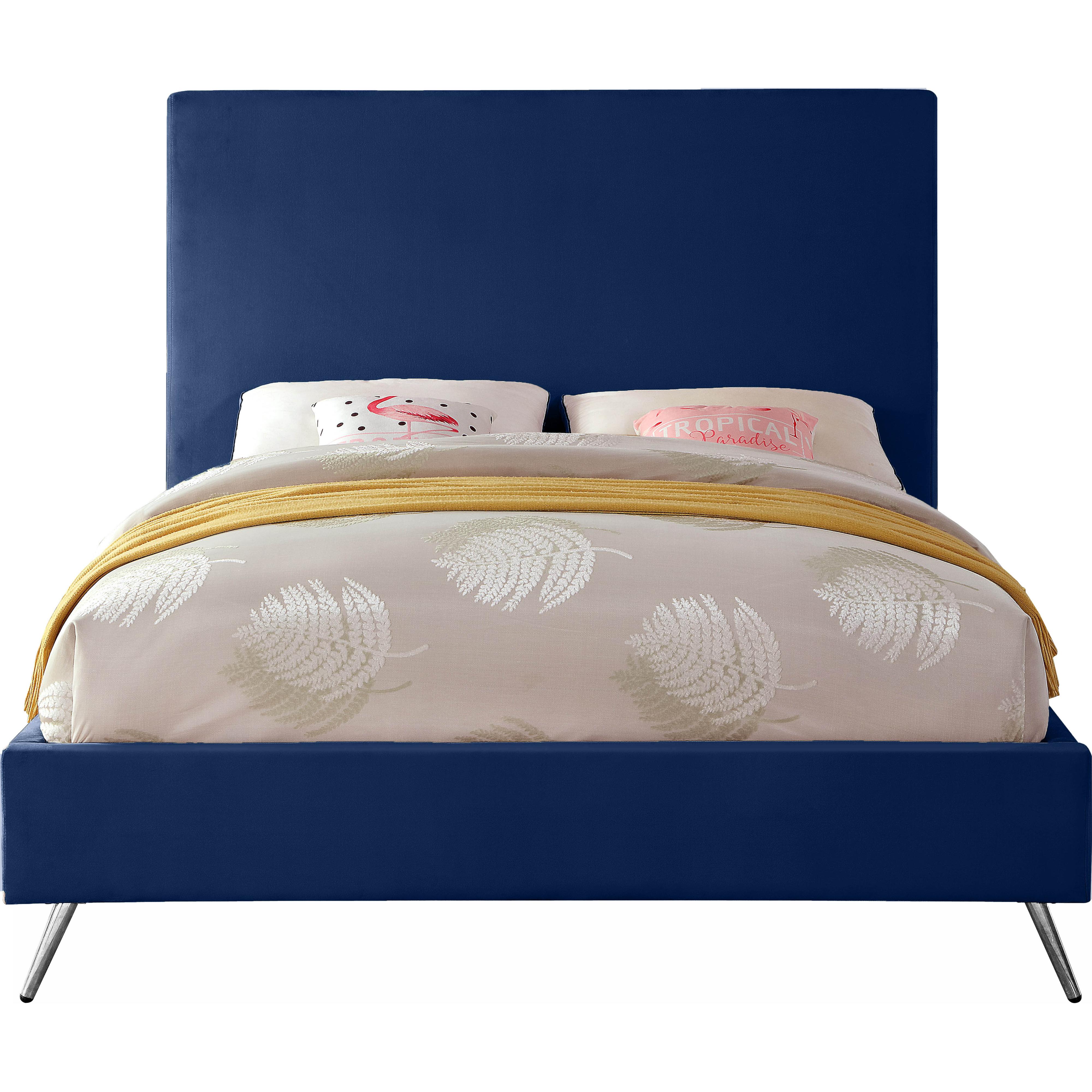 Meridian Jasmine Navy Velvet Queen Bed