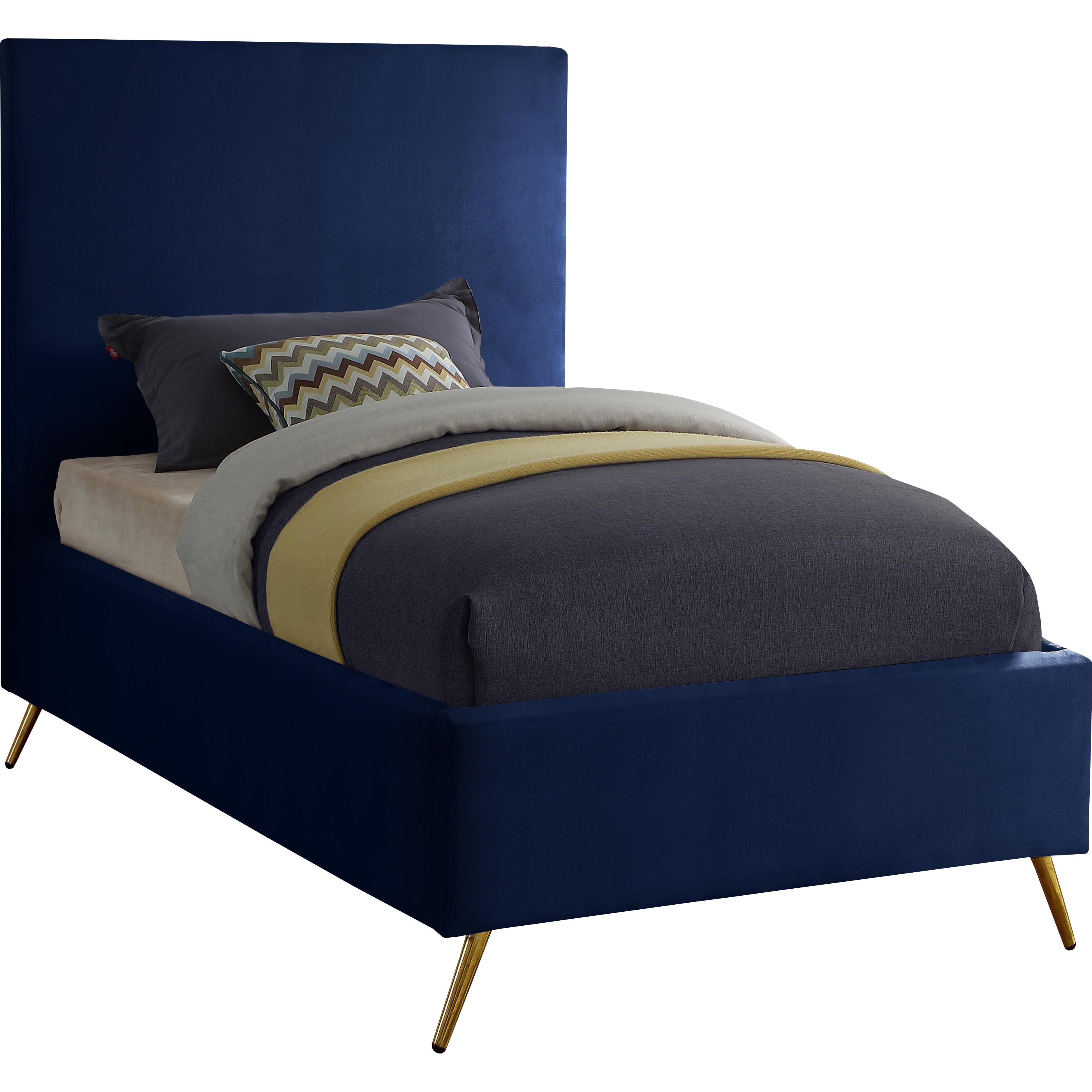 Meridian Jasmine Navy Velvet Twin Bed