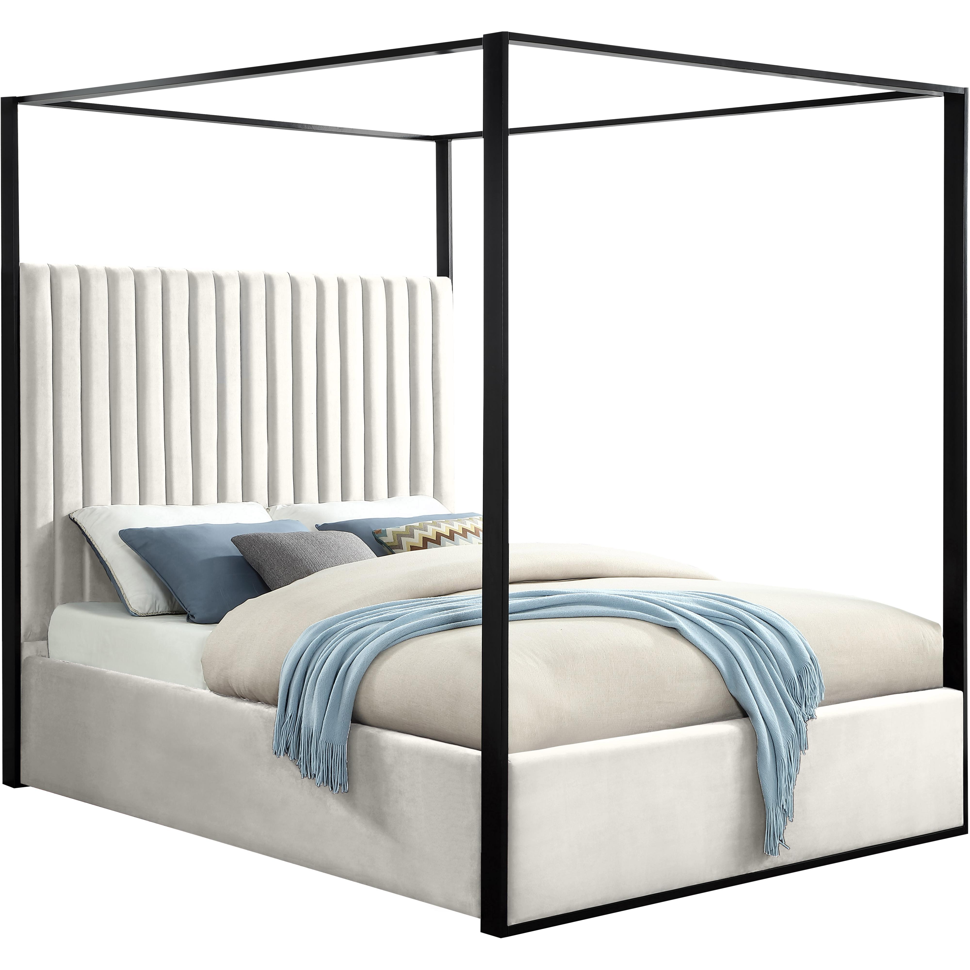 Meridian Jax Cream Velvet King Bed