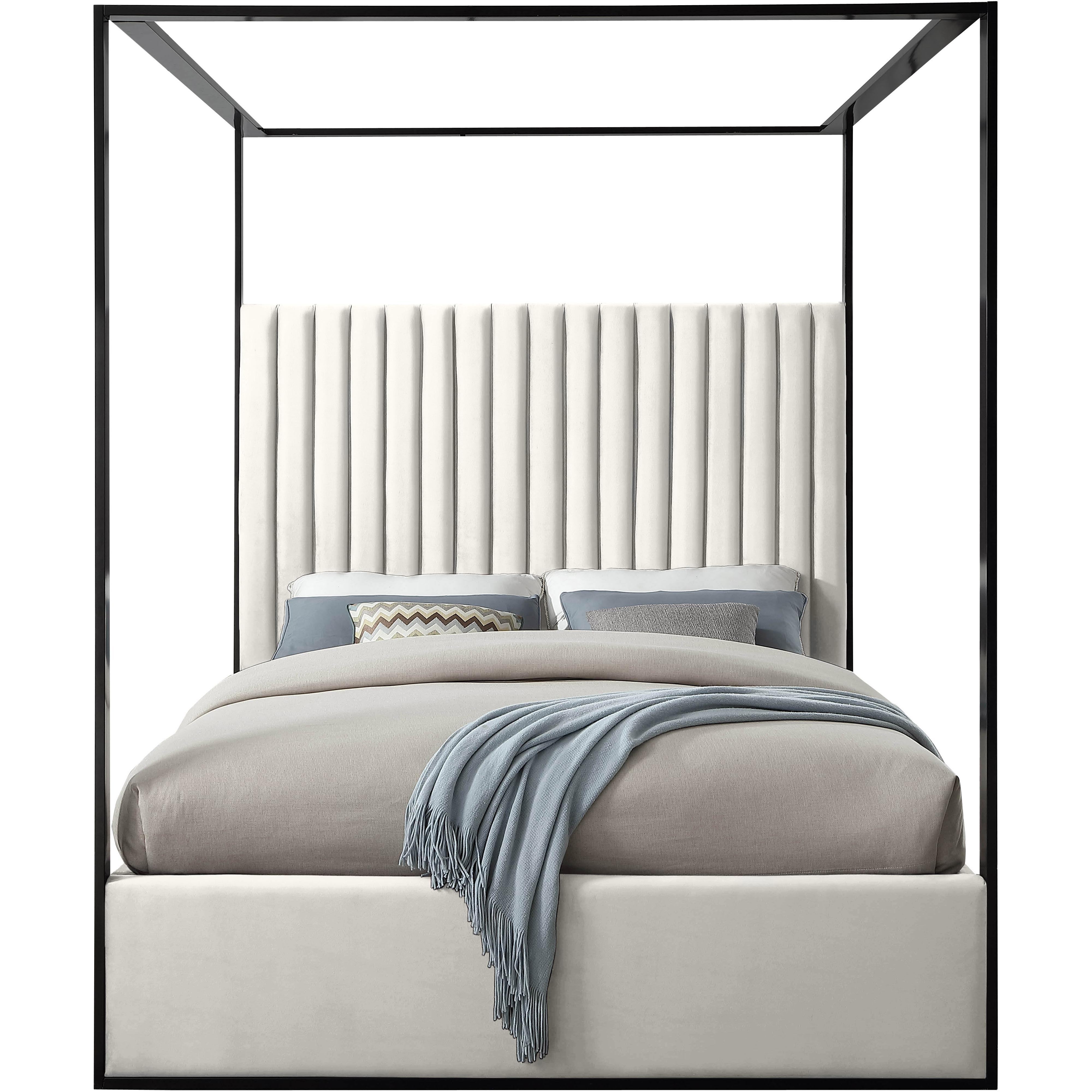 Meridian Jax Cream Velvet King Bed