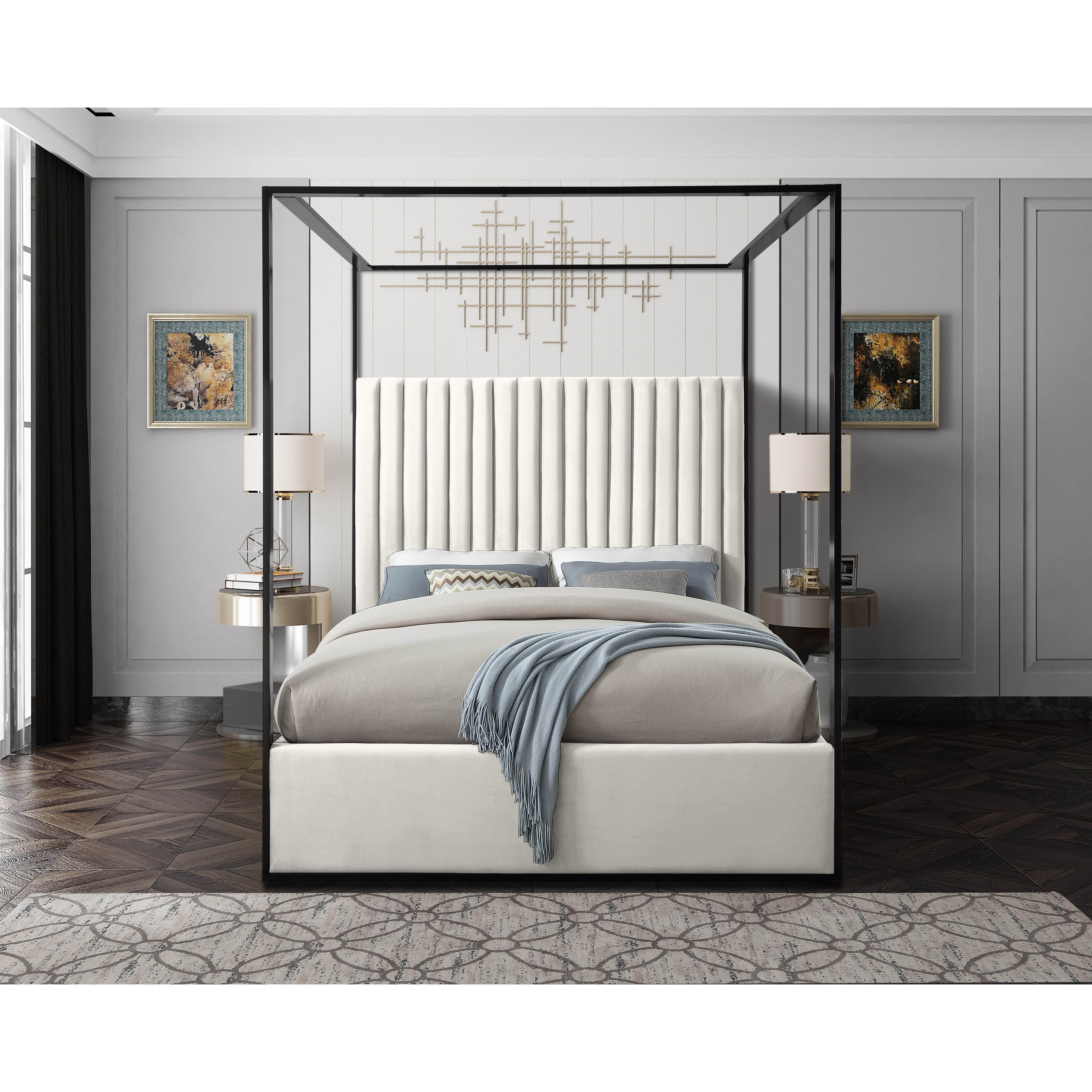 Meridian Jax Cream Velvet King Bed