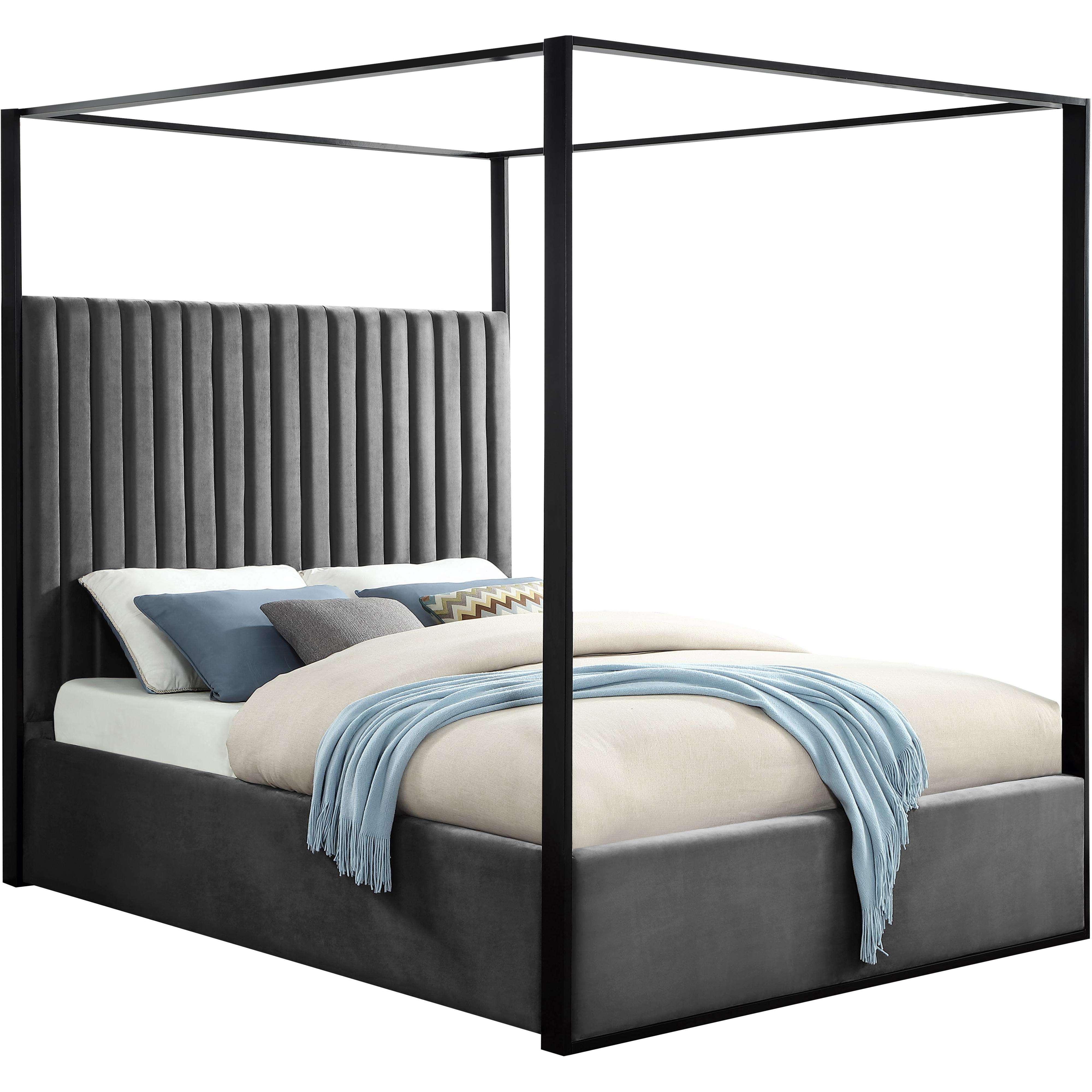Meridian Jax Grey Velvet King Bed