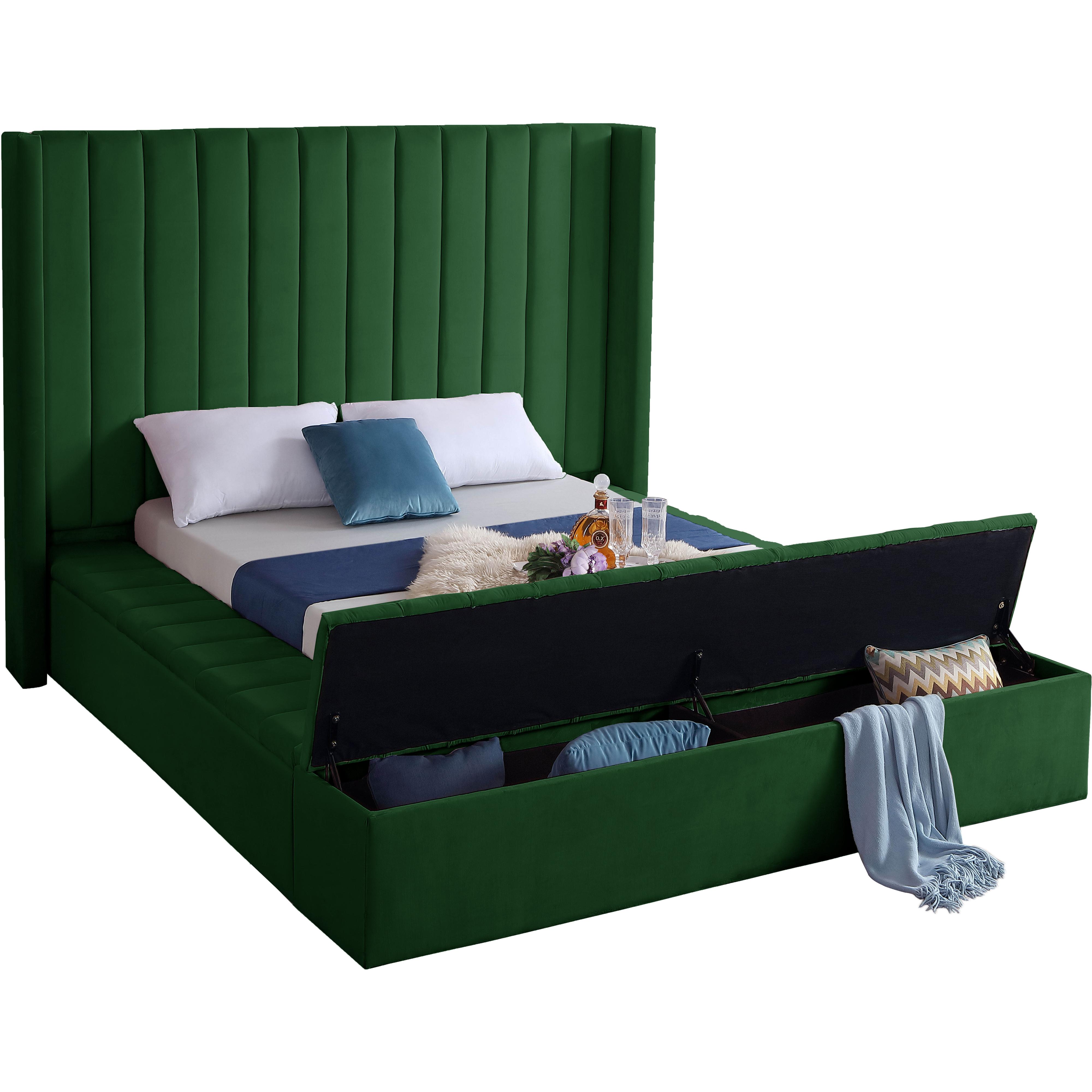 Meridian Kiki Green Velvet Full Bed (3 Boxes)