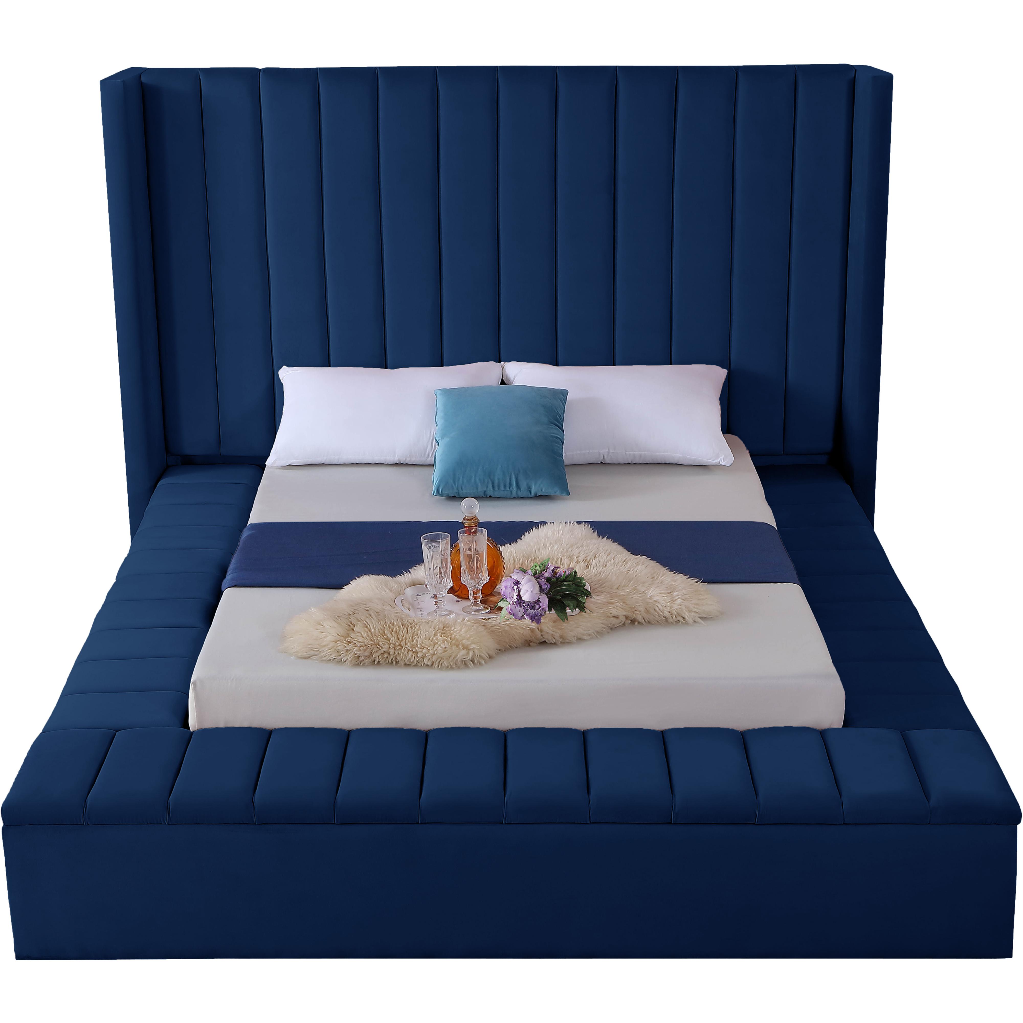 Meridian Kiki Navy Velvet Full Bed (3 Boxes)