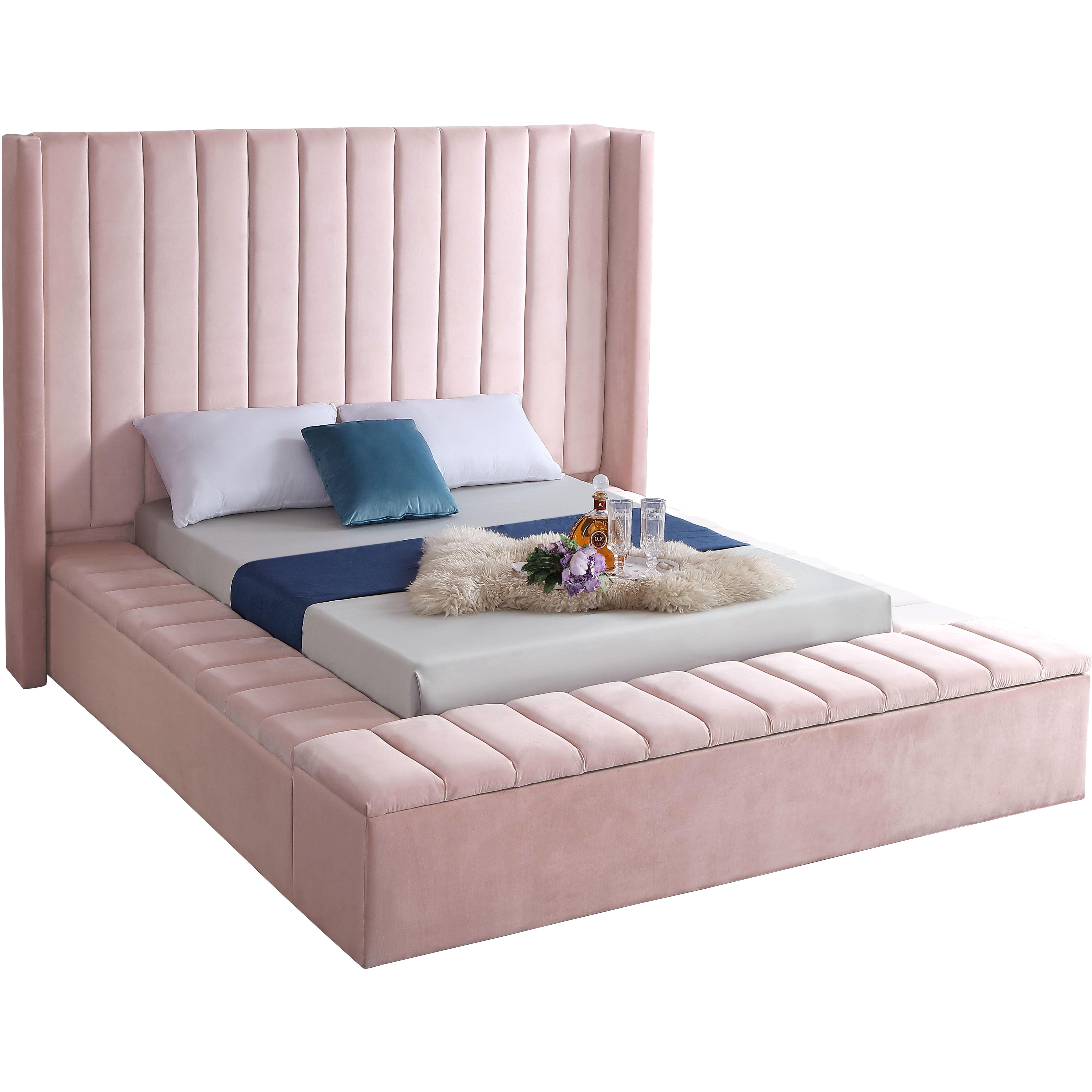 Meridian Kiki Pink Velvet Full Bed (3 Boxes)