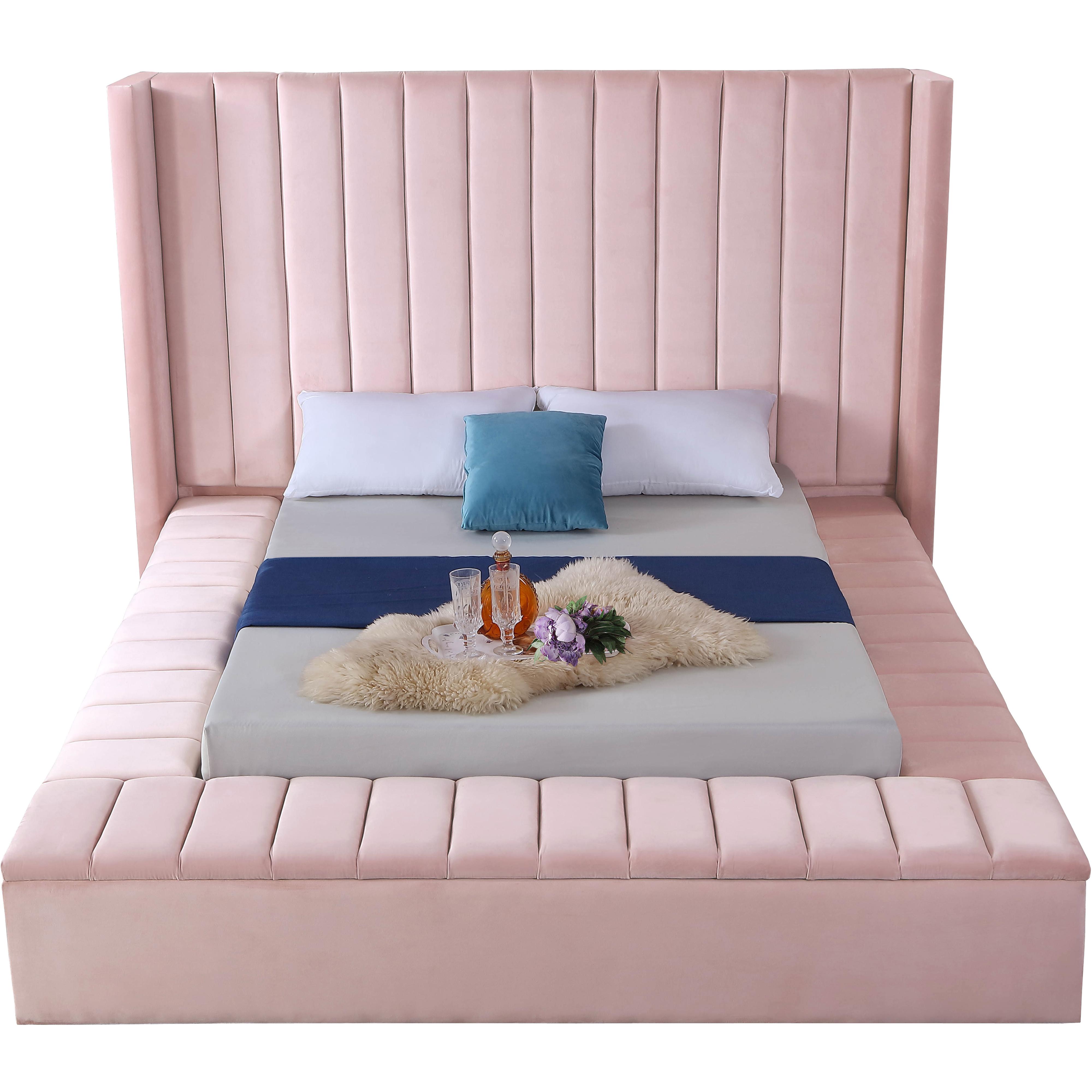 Meridian Kiki Pink Velvet Full Bed (3 Boxes)