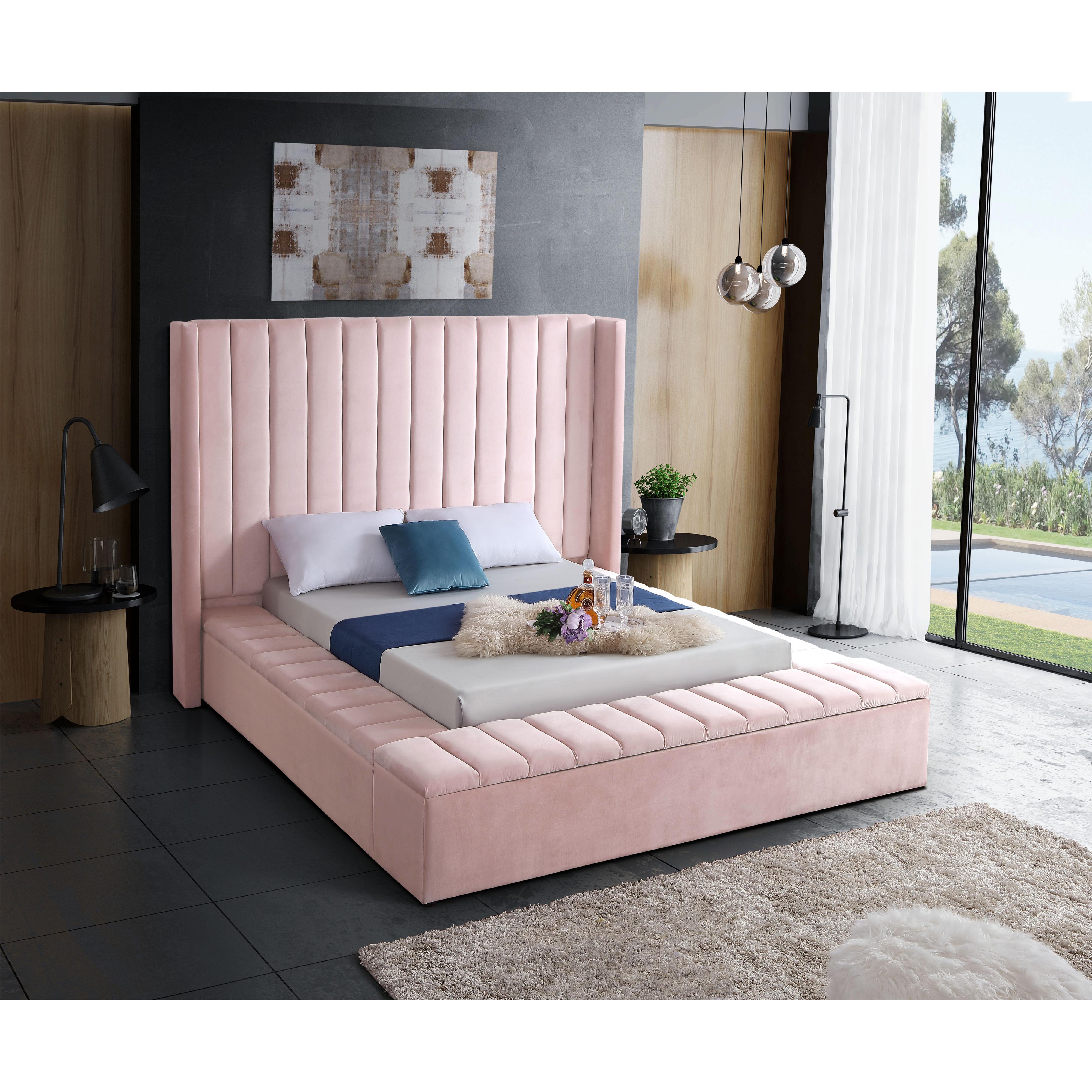 Meridian Kiki Pink Velvet Full Bed (3 Boxes)