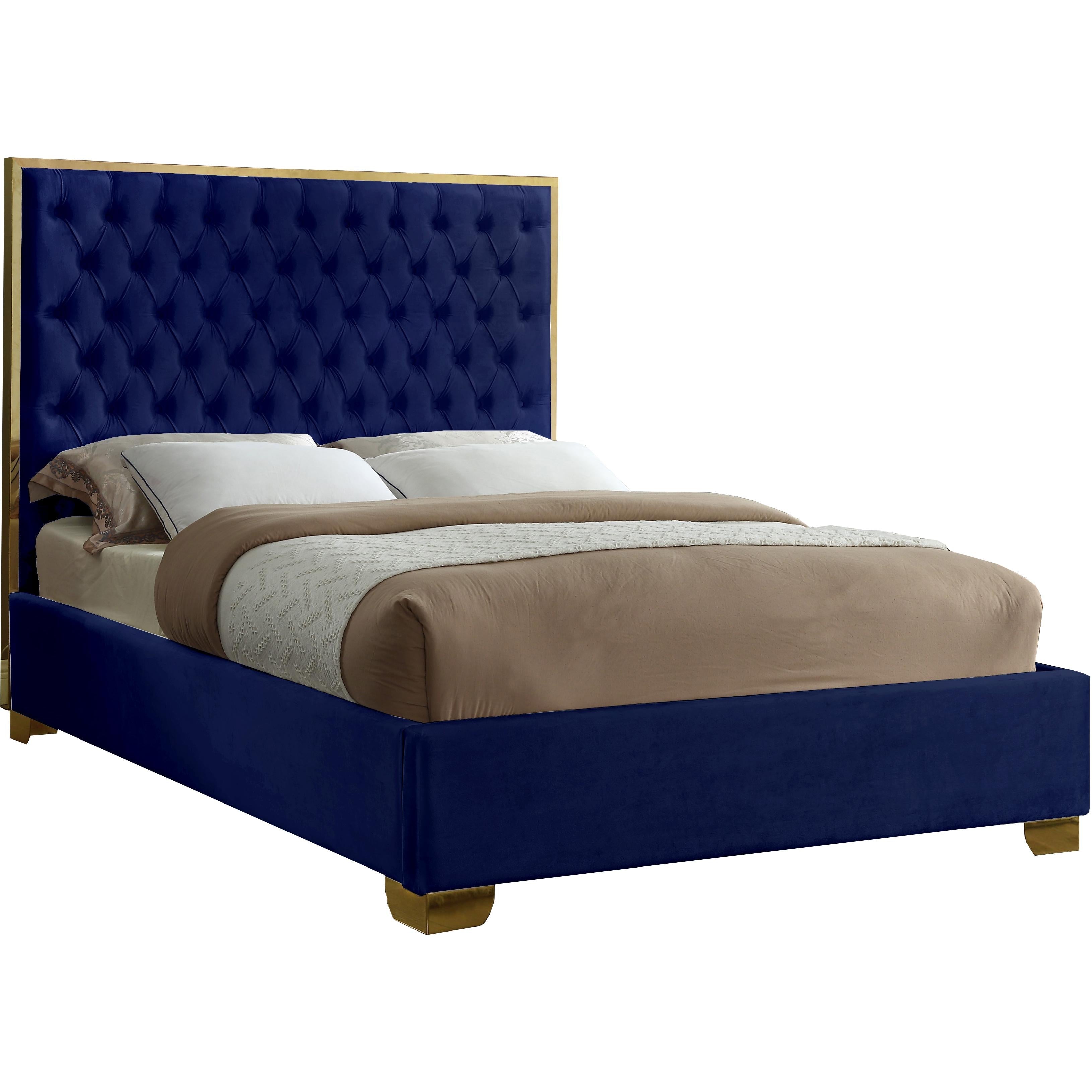 Meridian Lana Navy Velvet Full Bed