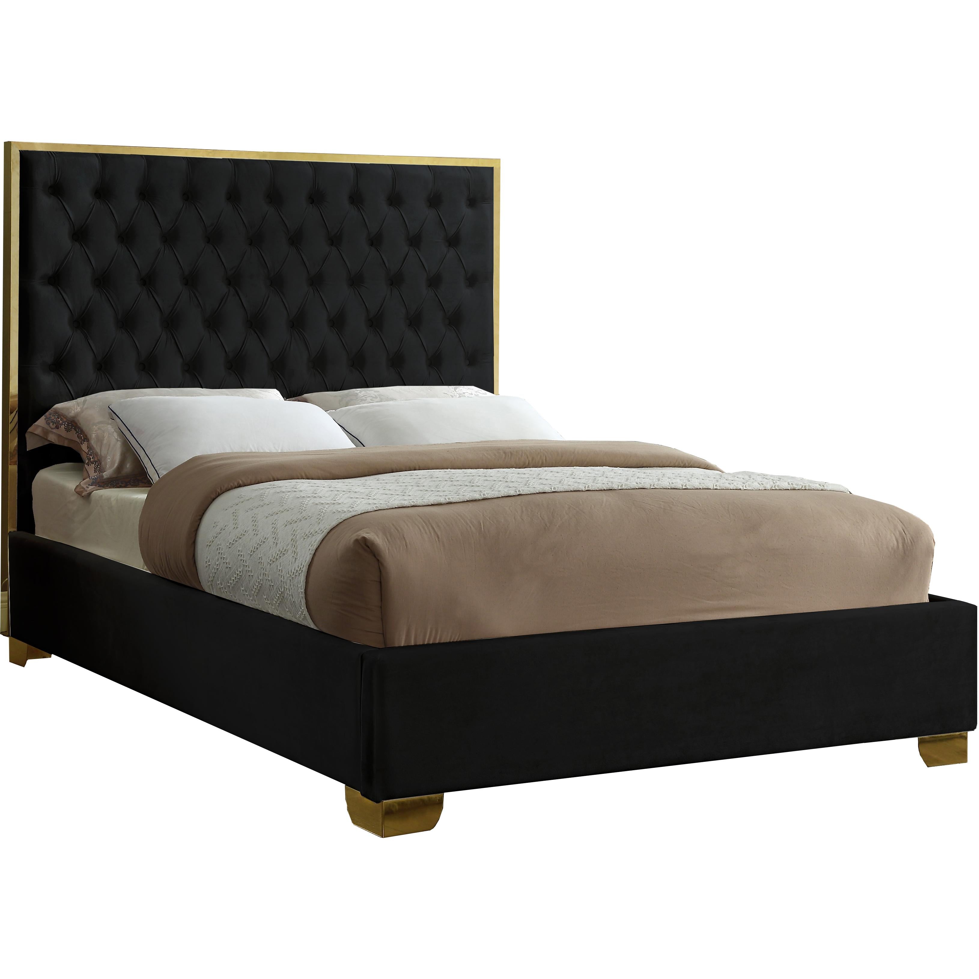 Meridian Lana Black Velvet King Bed