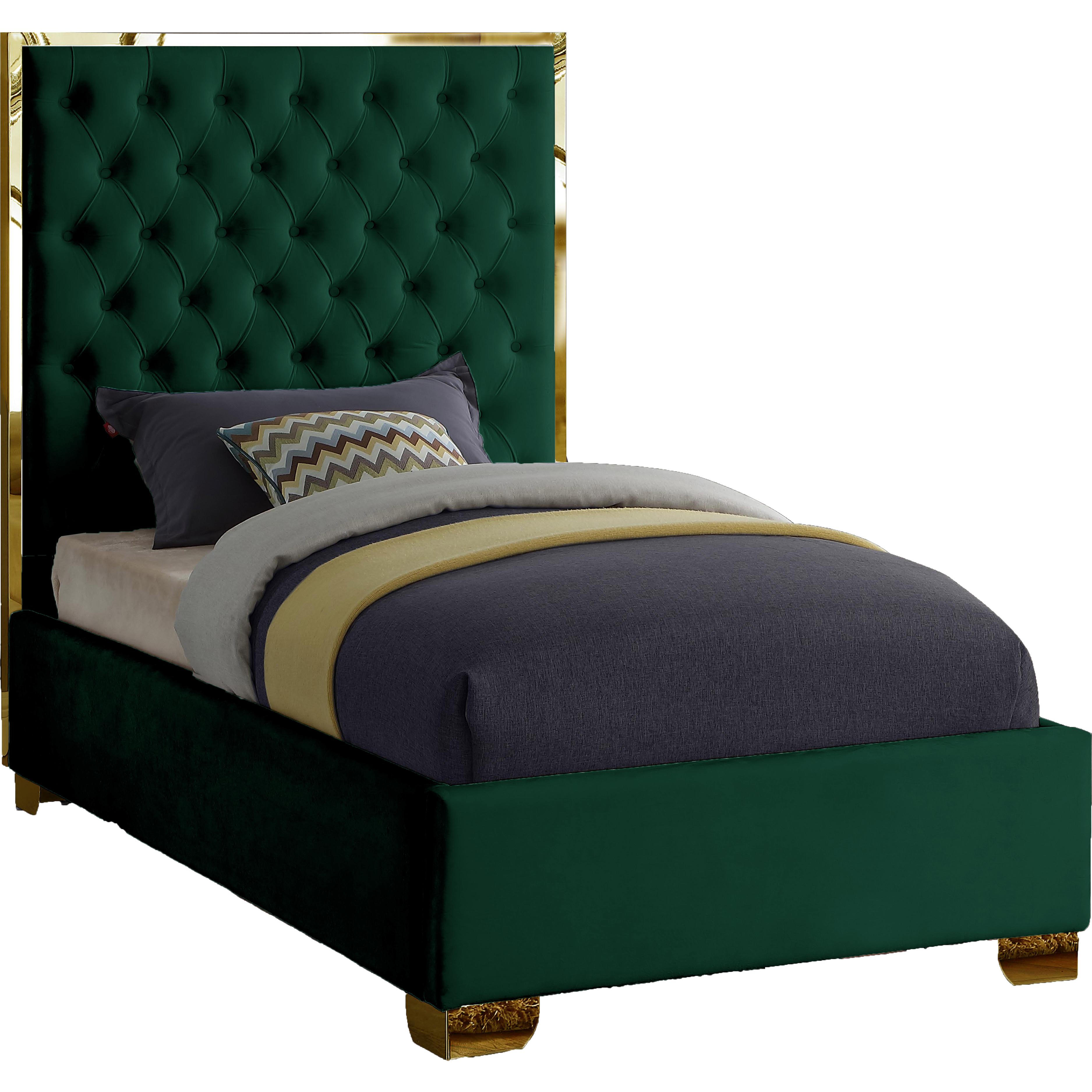 Meridian Lana Green Velvet Twin Bed