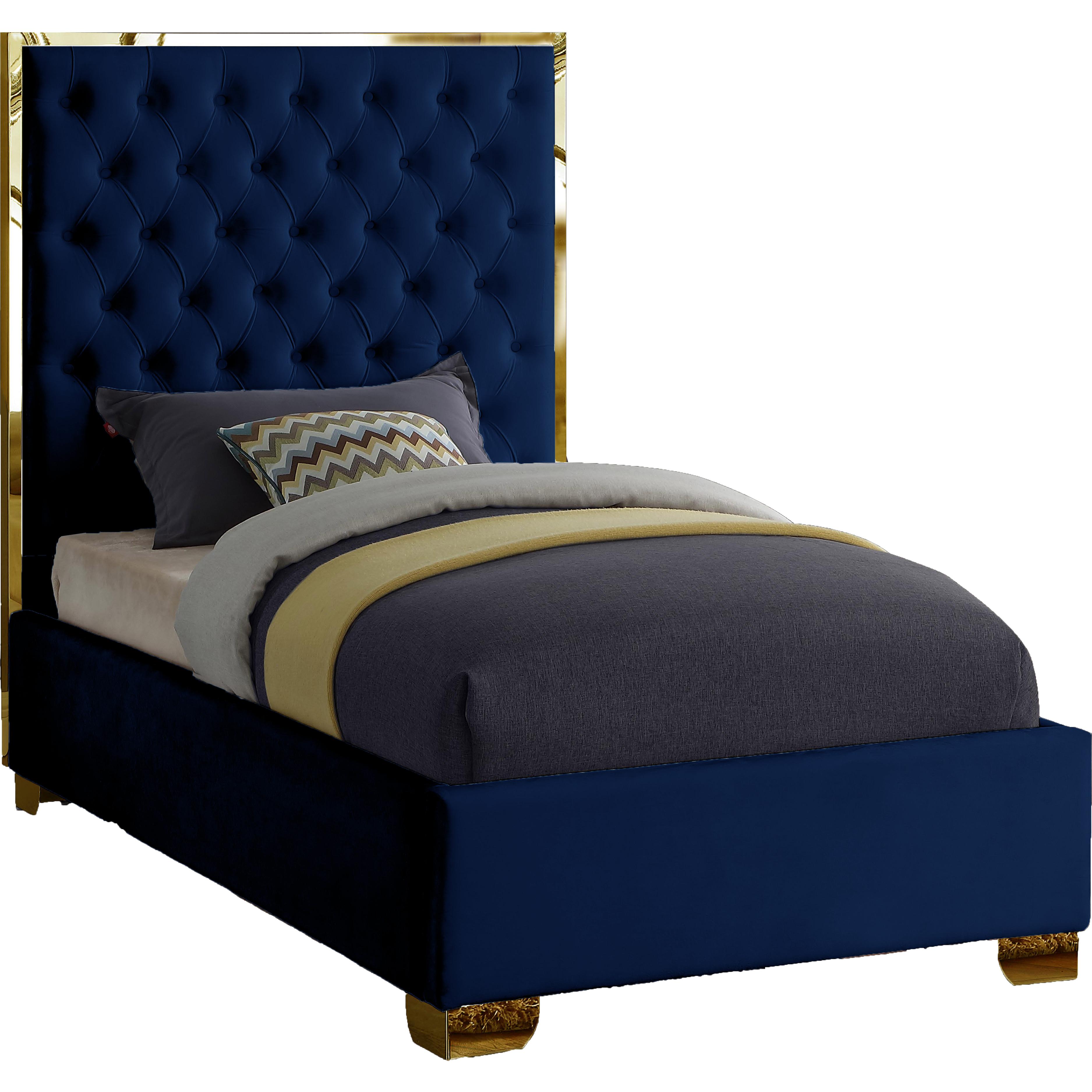 Meridian Lana Navy Velvet Twin Bed