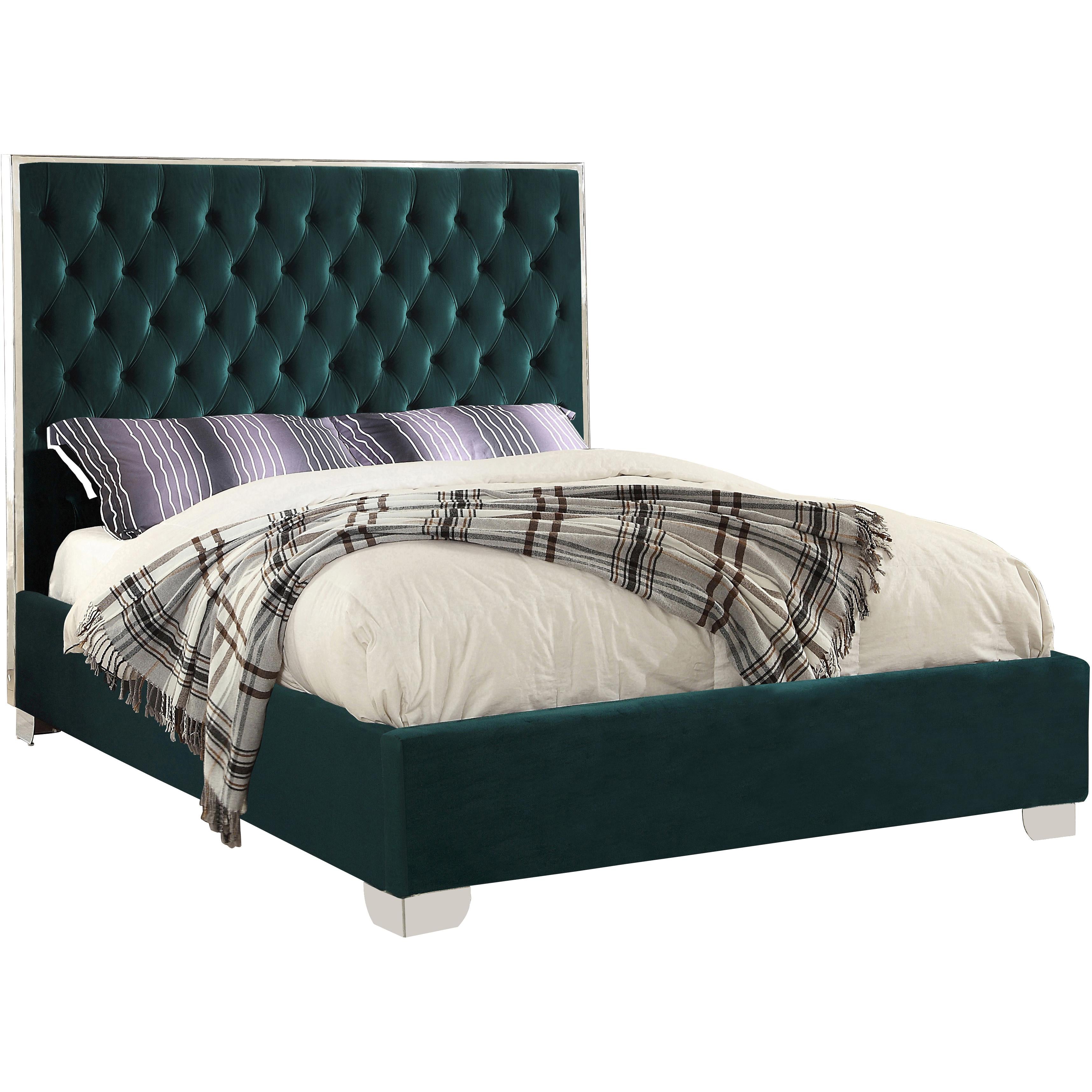Meridian Lexi Green Velvet Full Bed